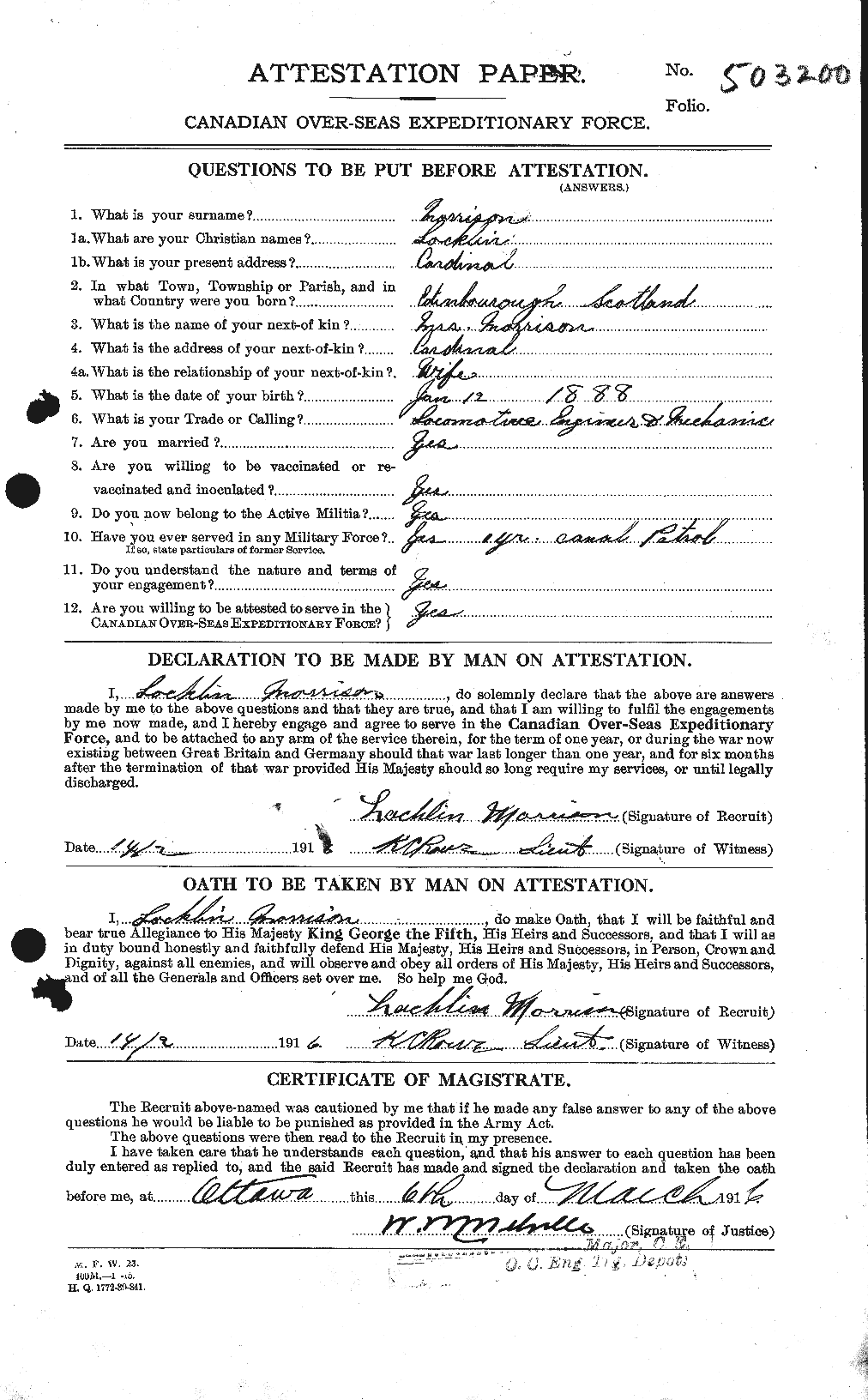 Personnel Records of the First World War - CEF 507140a