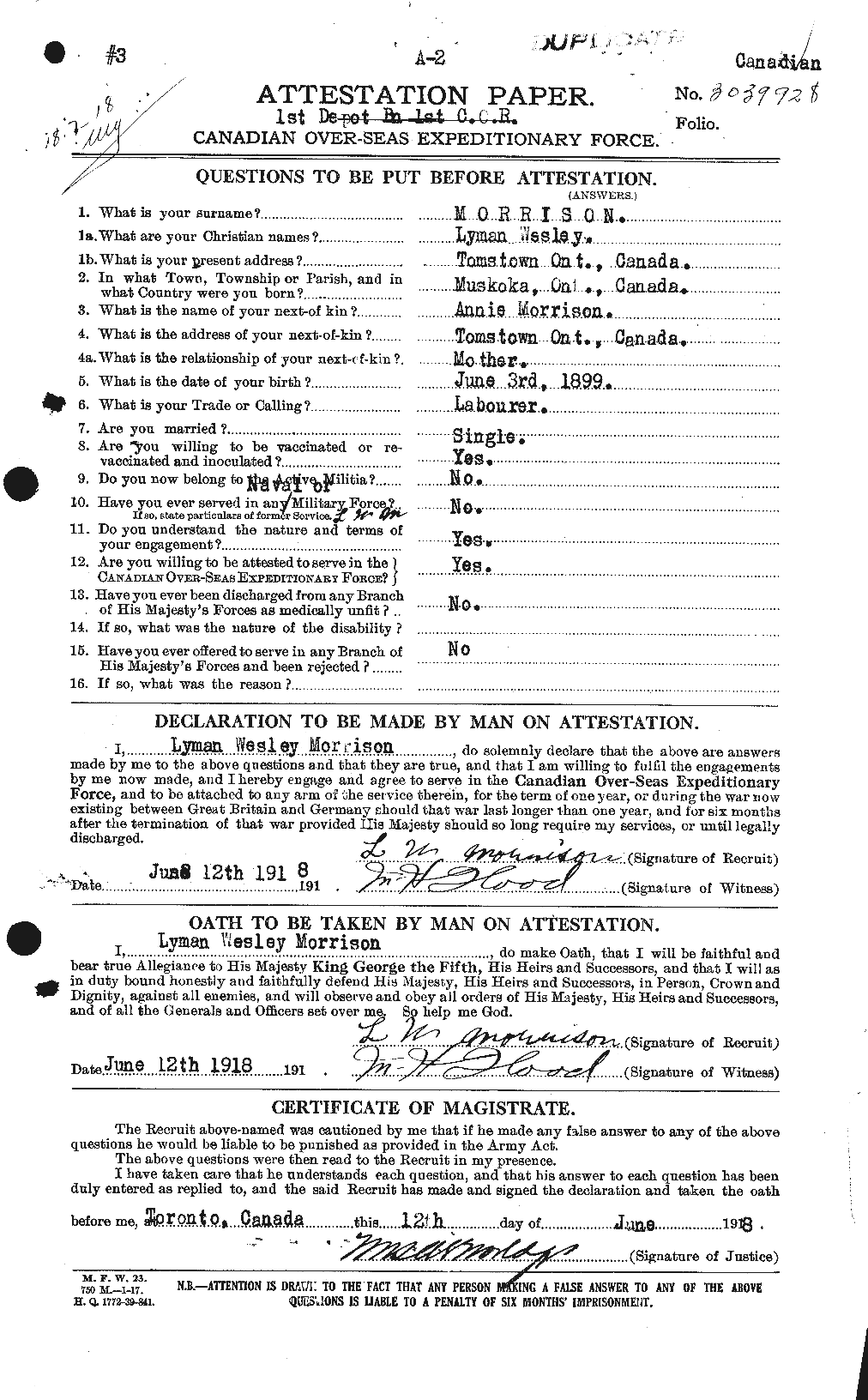 Personnel Records of the First World War - CEF 507147a