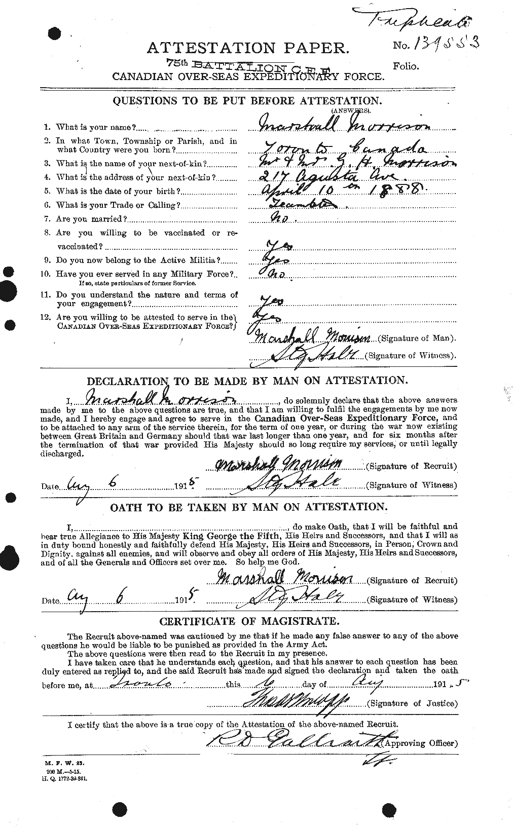 Personnel Records of the First World War - CEF 508993a