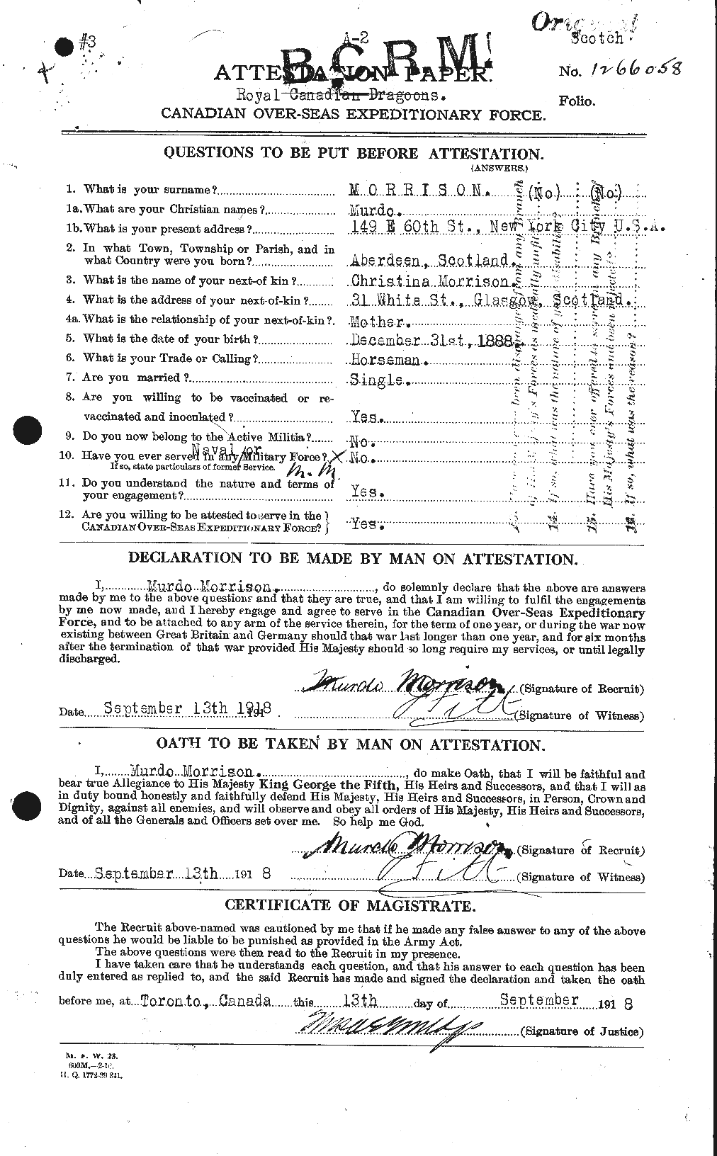 Personnel Records of the First World War - CEF 509013a