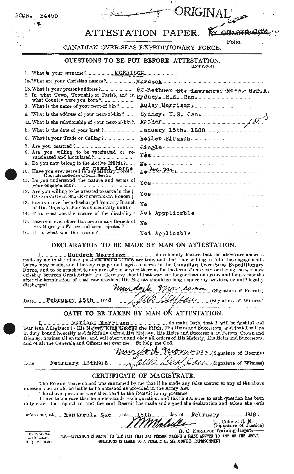 Personnel Records of the First World War - CEF 509016a