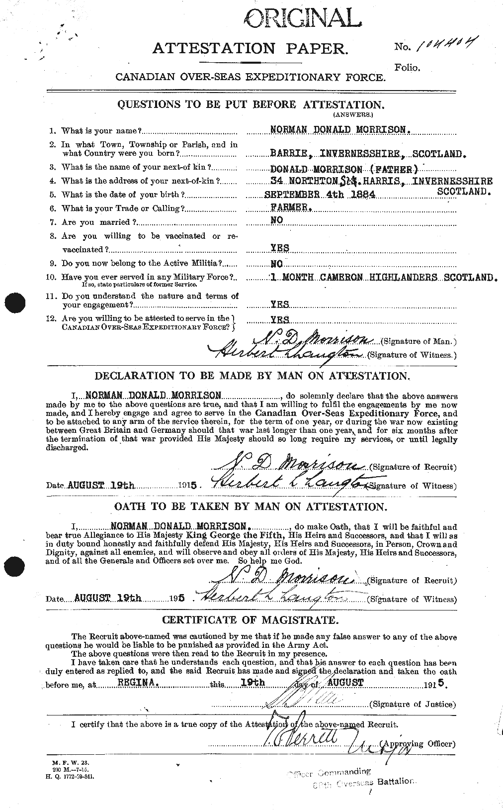 Personnel Records of the First World War - CEF 509039a