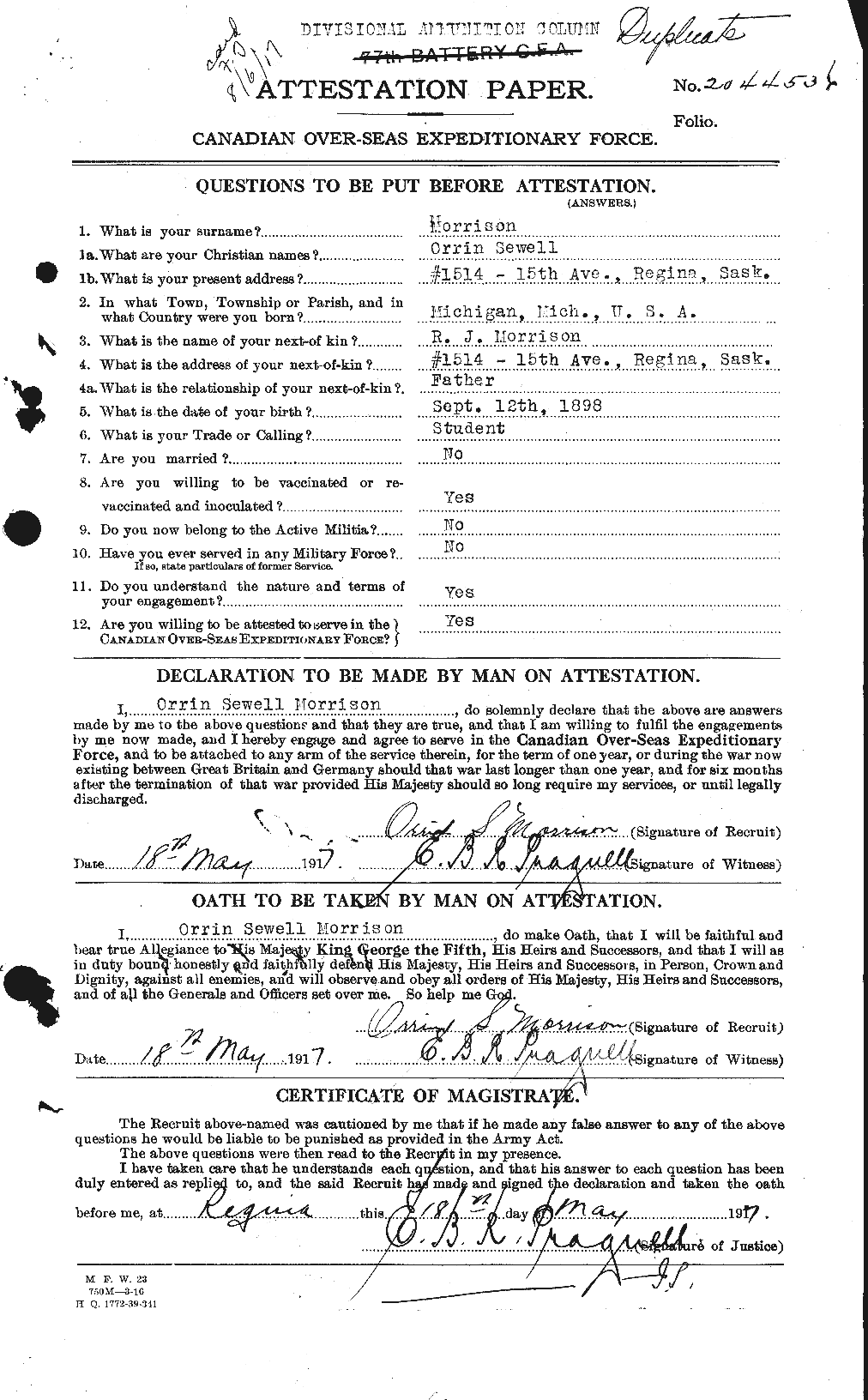 Personnel Records of the First World War - CEF 509043a