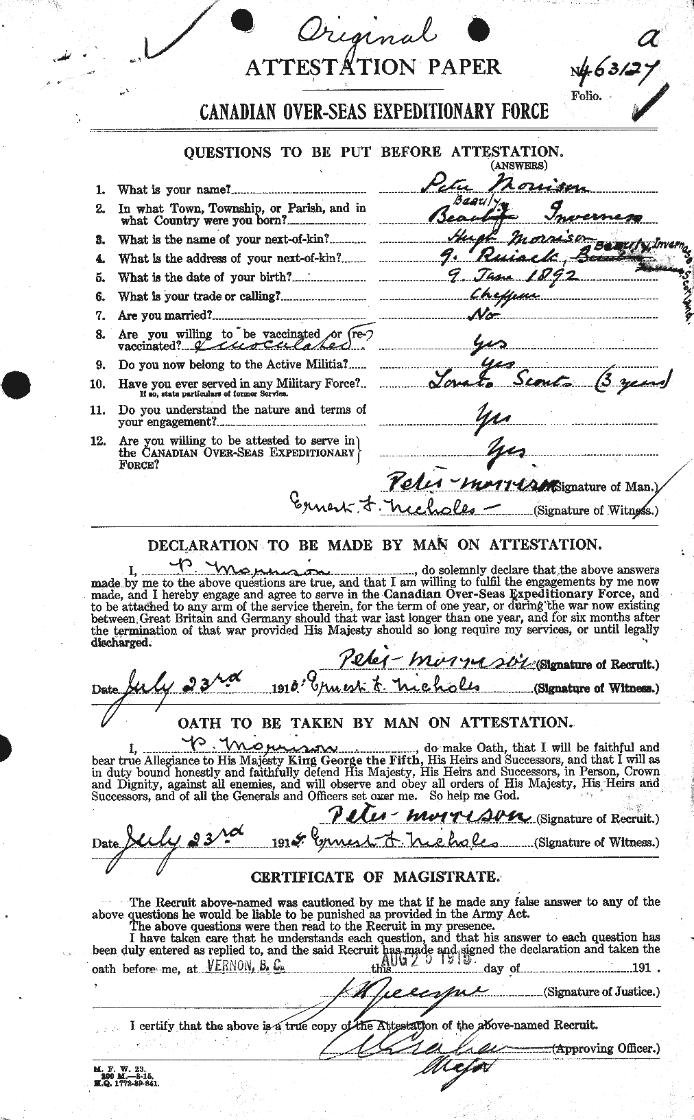 Personnel Records of the First World War - CEF 509060a