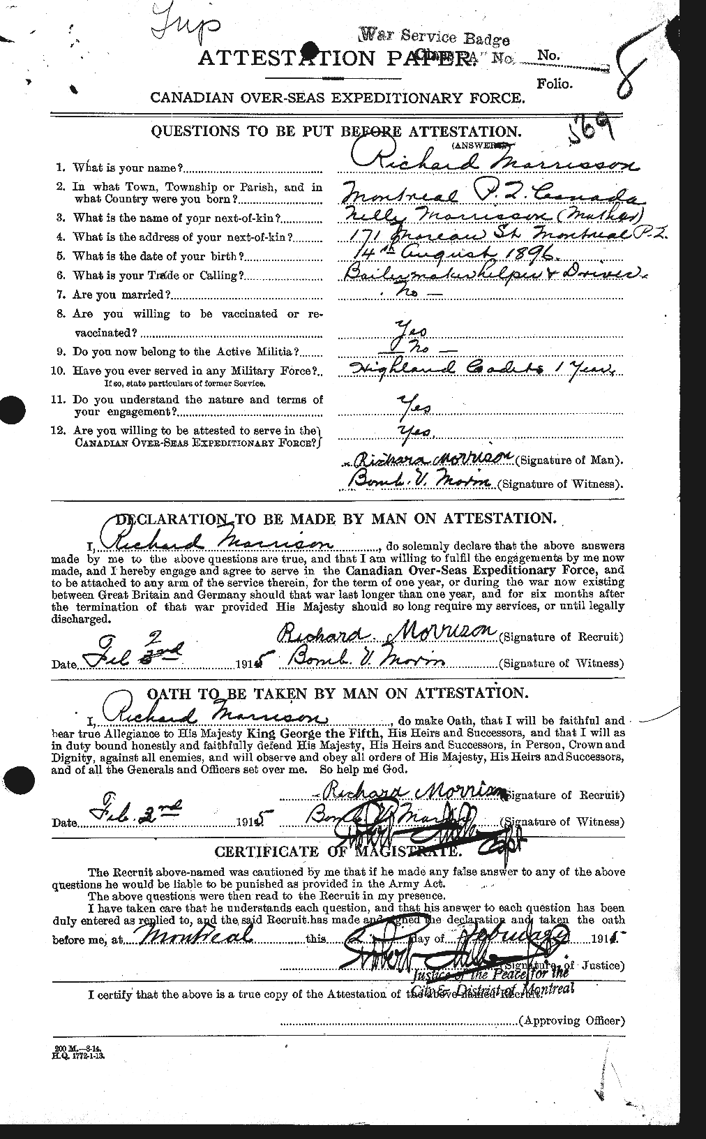 Personnel Records of the First World War - CEF 509075a