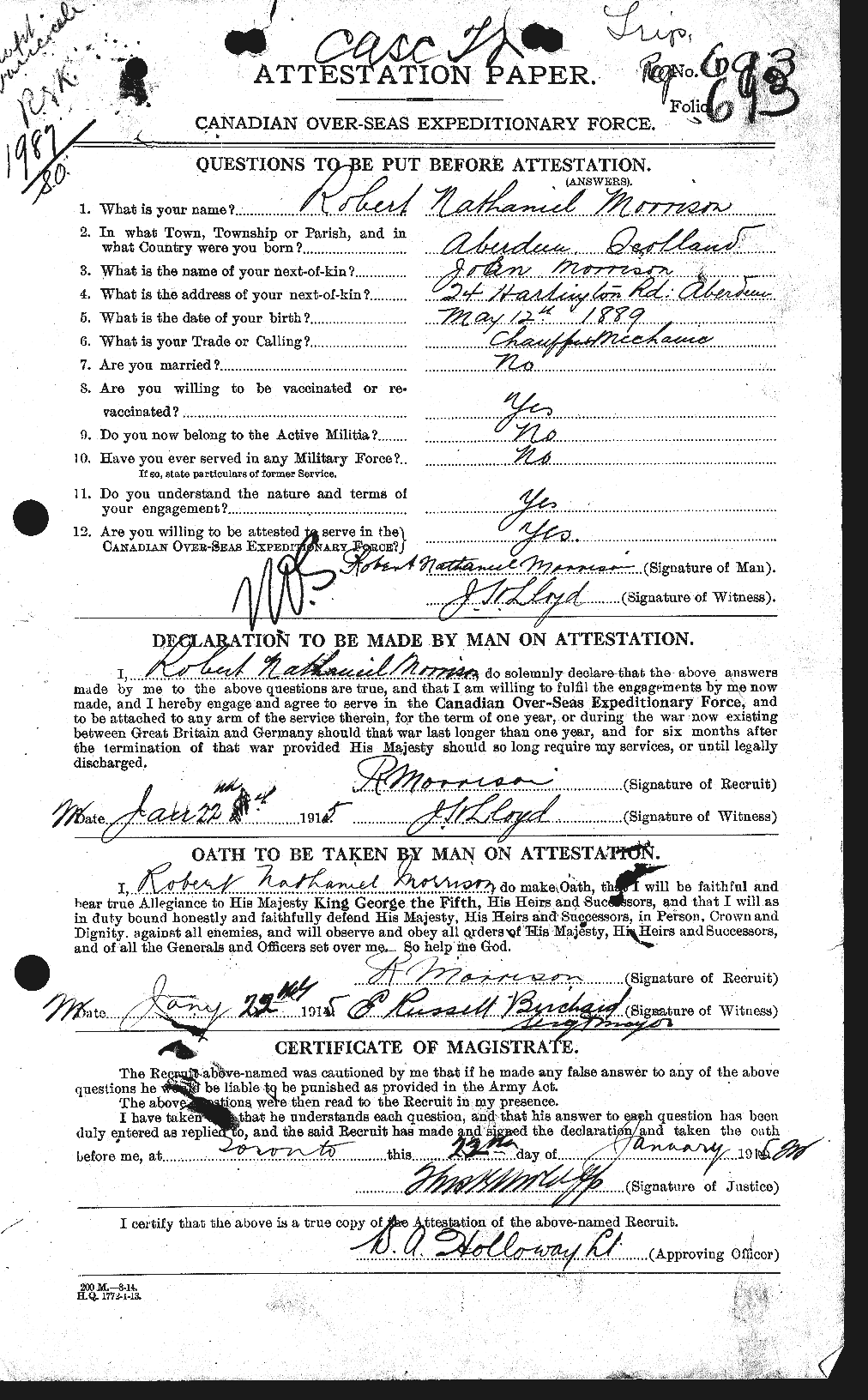 Personnel Records of the First World War - CEF 509101a