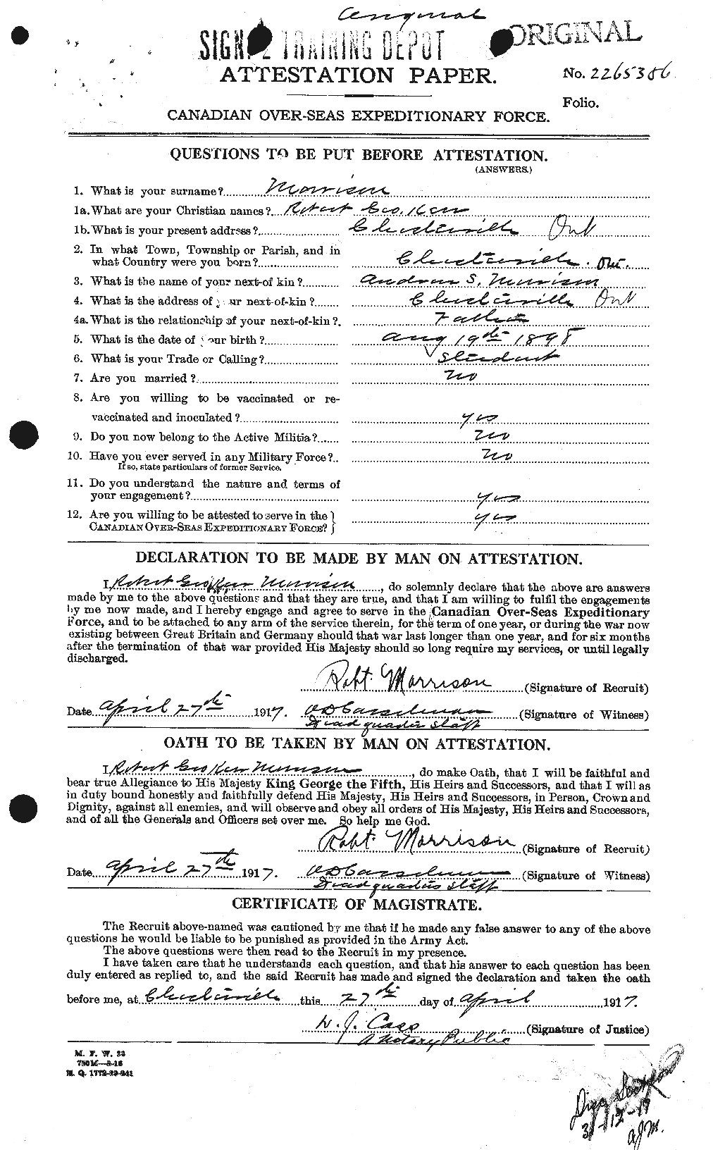 Personnel Records of the First World War - CEF 509110a