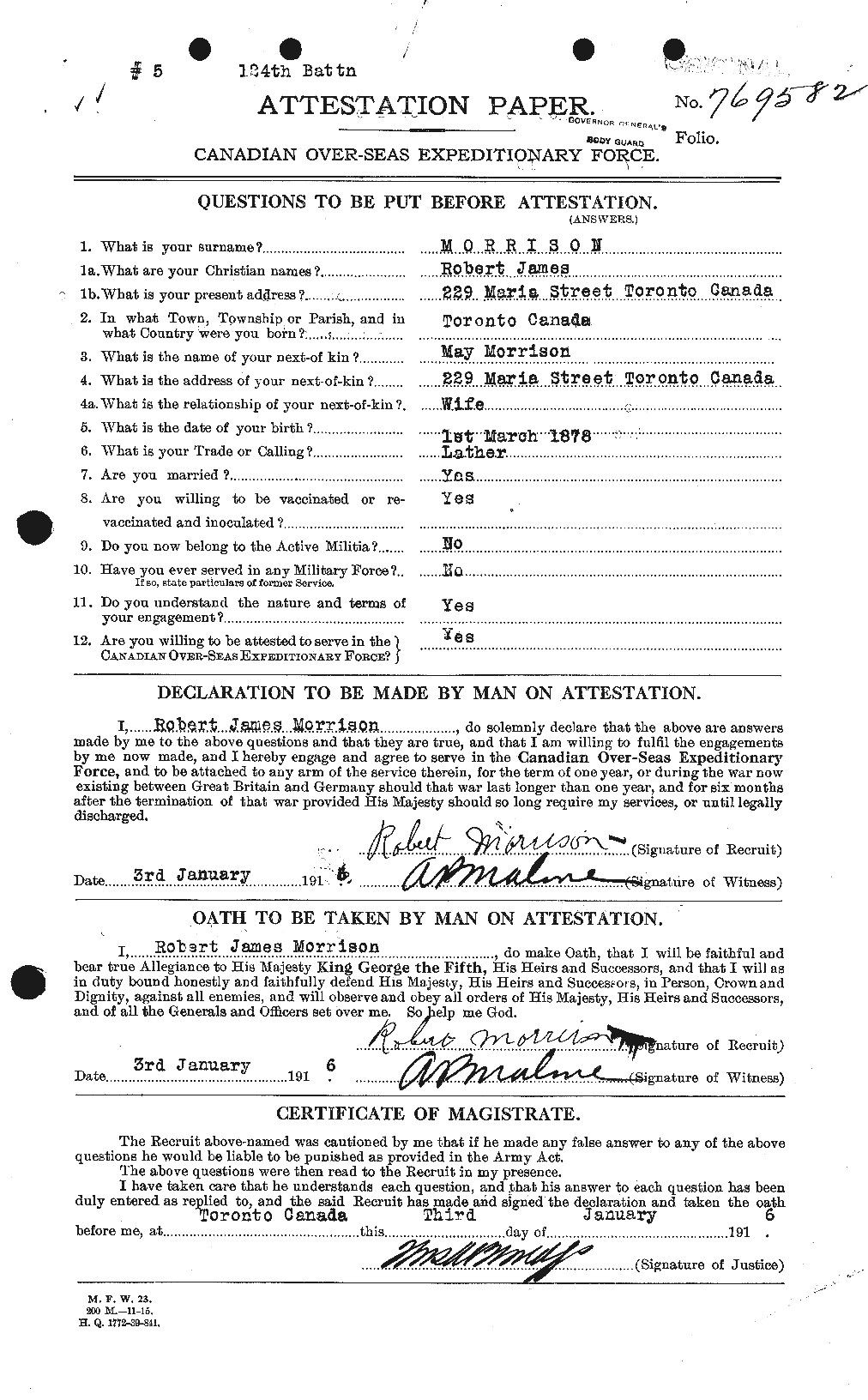Personnel Records of the First World War - CEF 509113a
