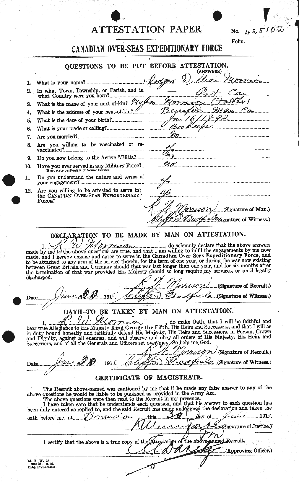 Personnel Records of the First World War - CEF 509122a