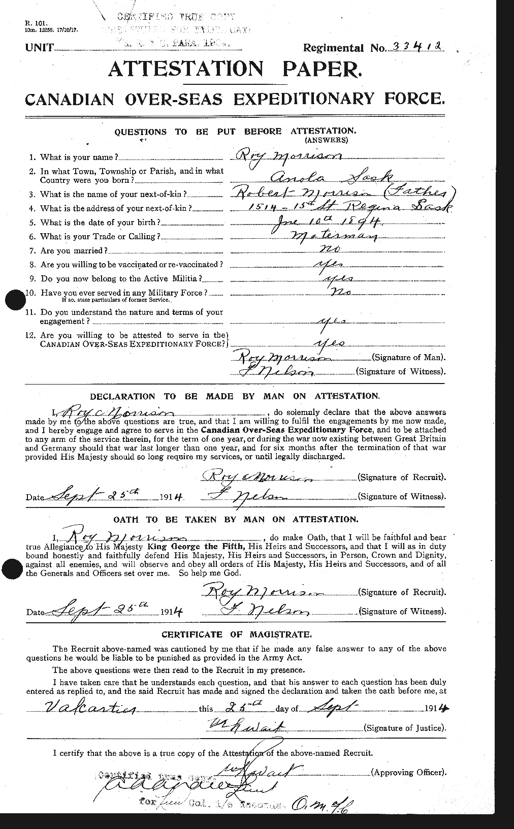 Personnel Records of the First World War - CEF 509131a