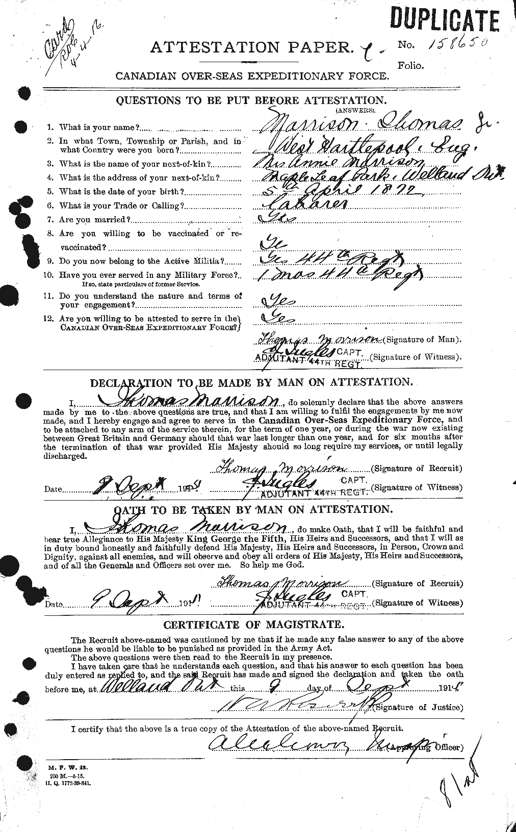 Personnel Records of the First World War - CEF 509172a