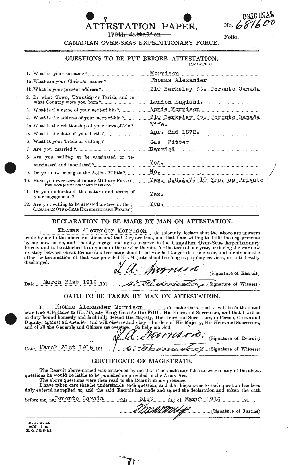 Personnel Records of the First World War - CEF 509181a