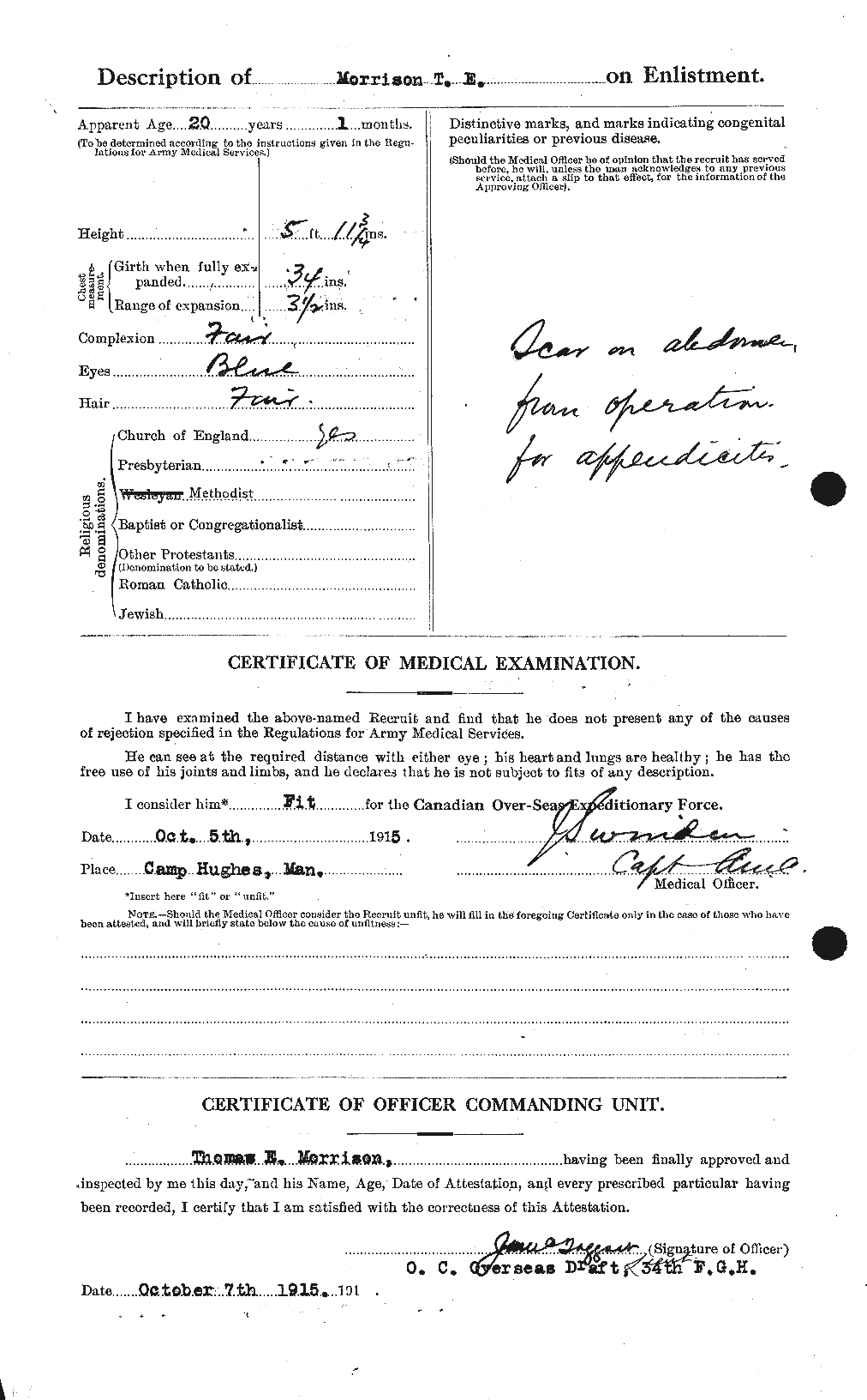 Dossiers du Personnel de la Première Guerre mondiale - CEC 509184b