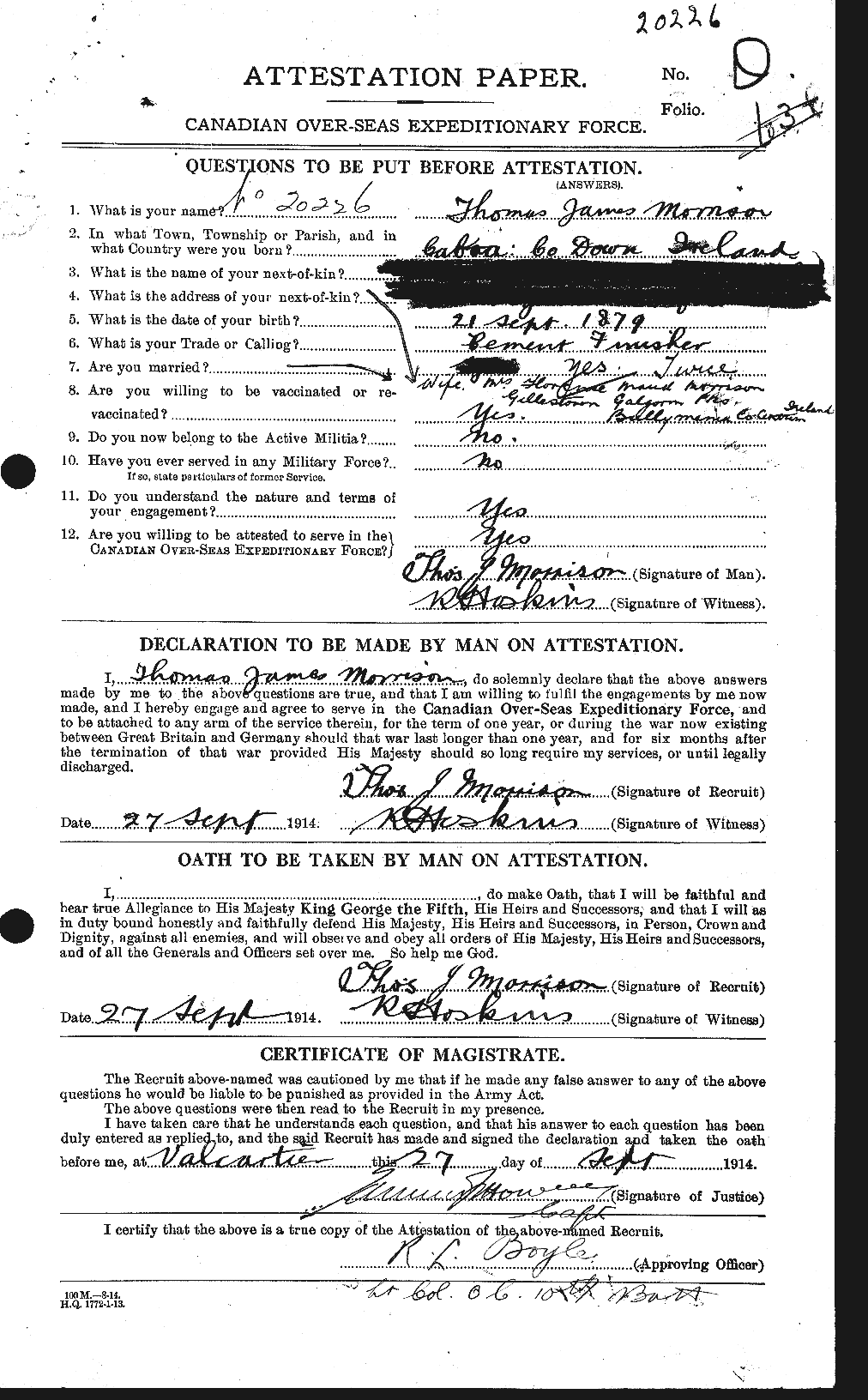 Personnel Records of the First World War - CEF 509190a