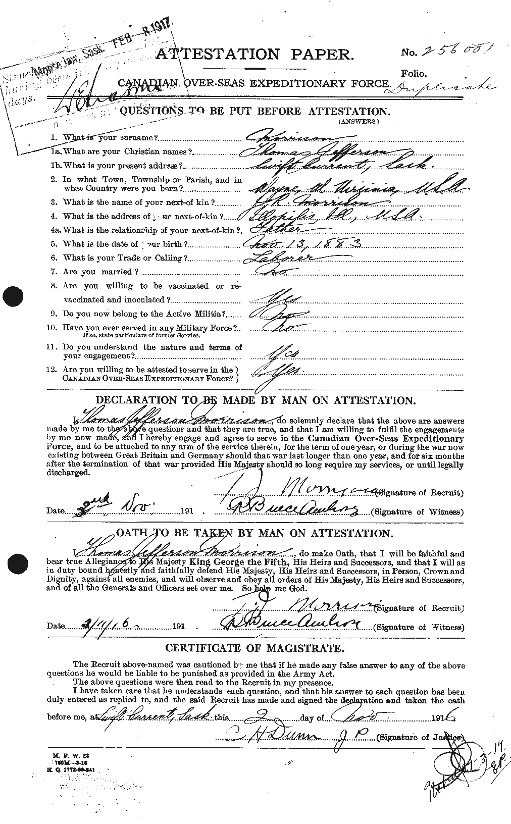 Personnel Records of the First World War - CEF 509191a