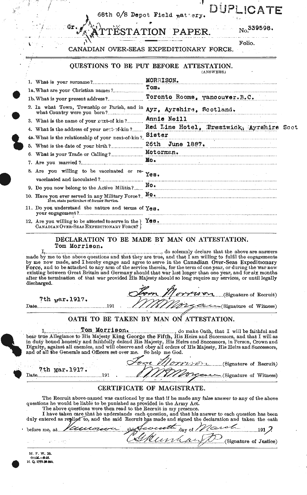 Personnel Records of the First World War - CEF 509199a