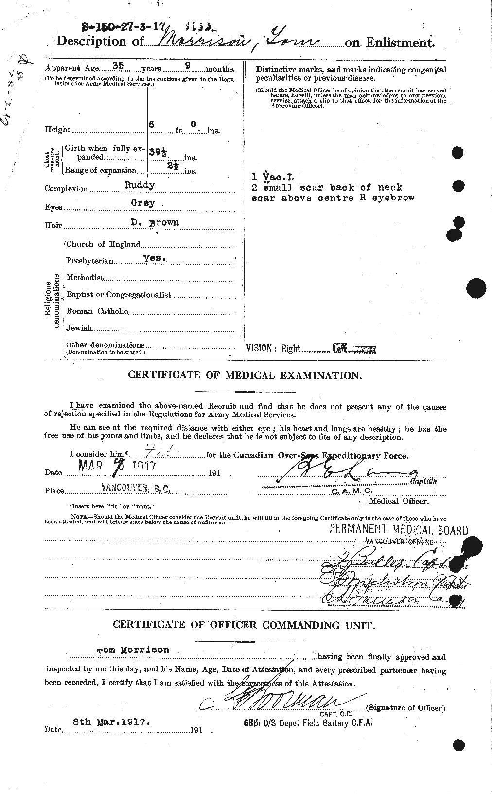 Dossiers du Personnel de la Première Guerre mondiale - CEC 509199b