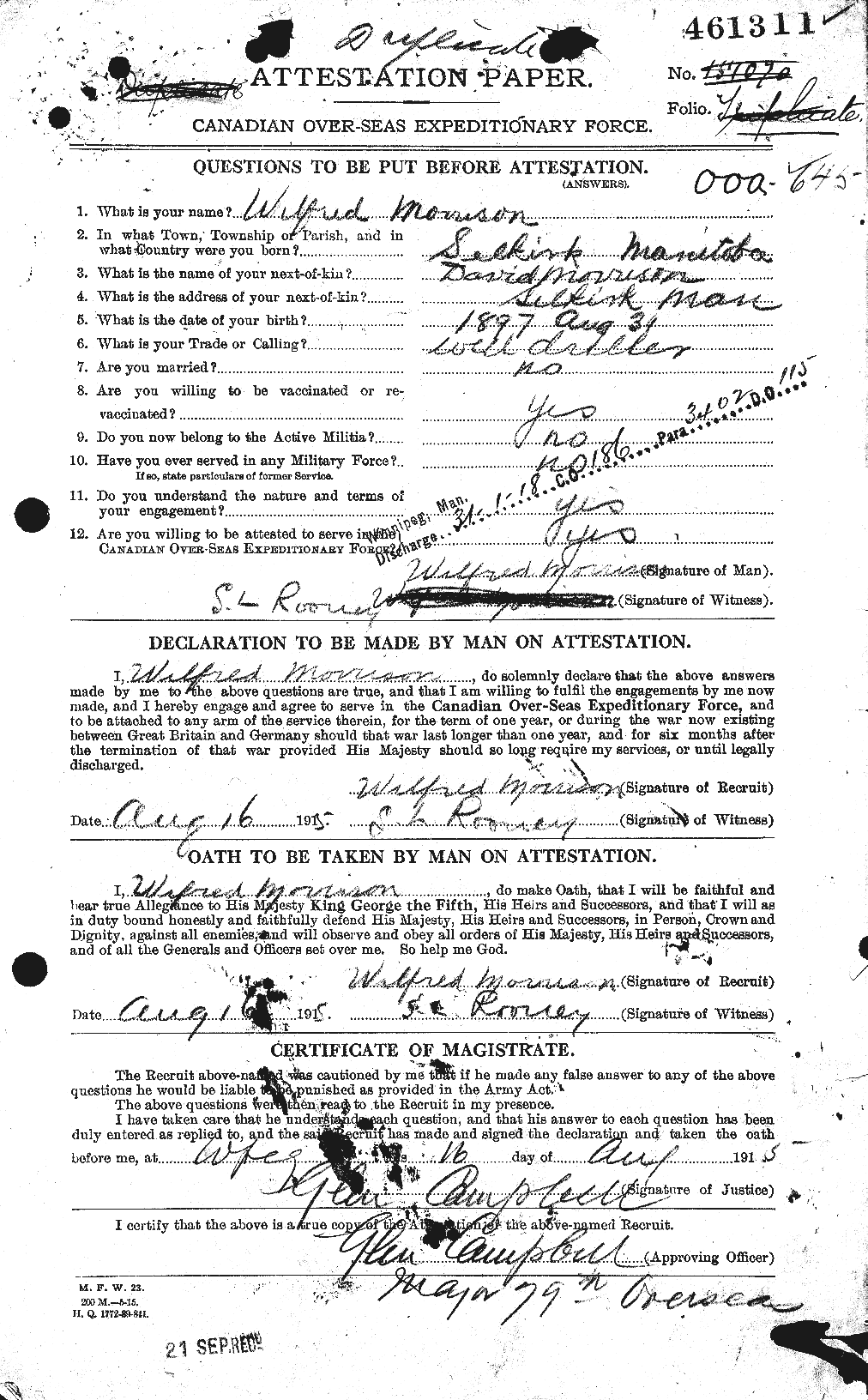 Personnel Records of the First World War - CEF 509219a