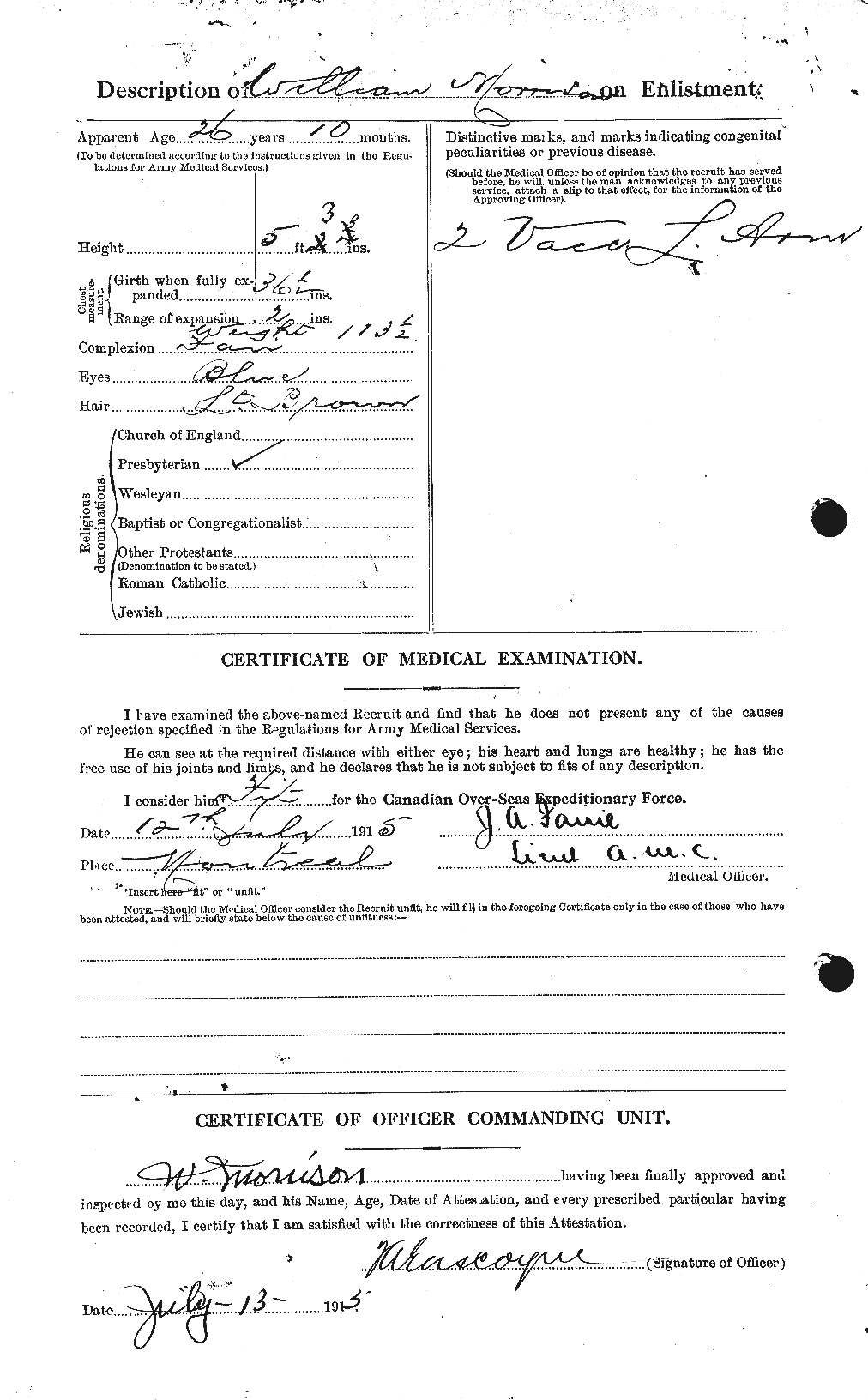 Dossiers du Personnel de la Première Guerre mondiale - CEC 509232b