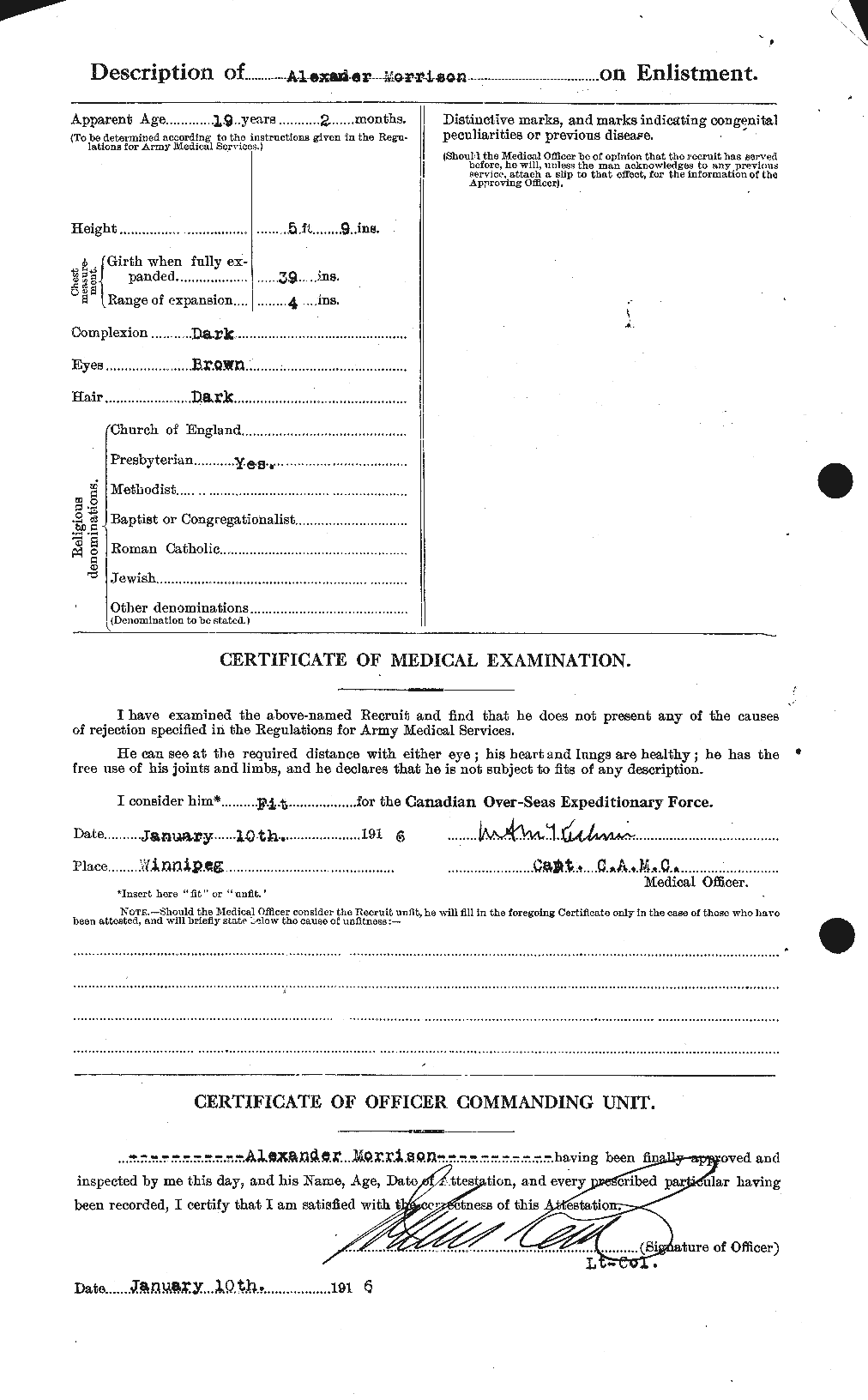 Dossiers du Personnel de la Première Guerre mondiale - CEC 510975b