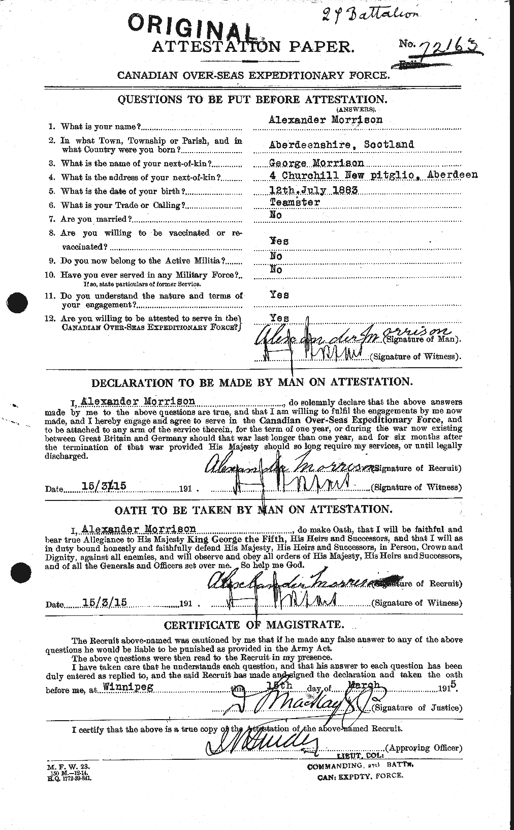 Dossiers du Personnel de la Première Guerre mondiale - CEC 510986a