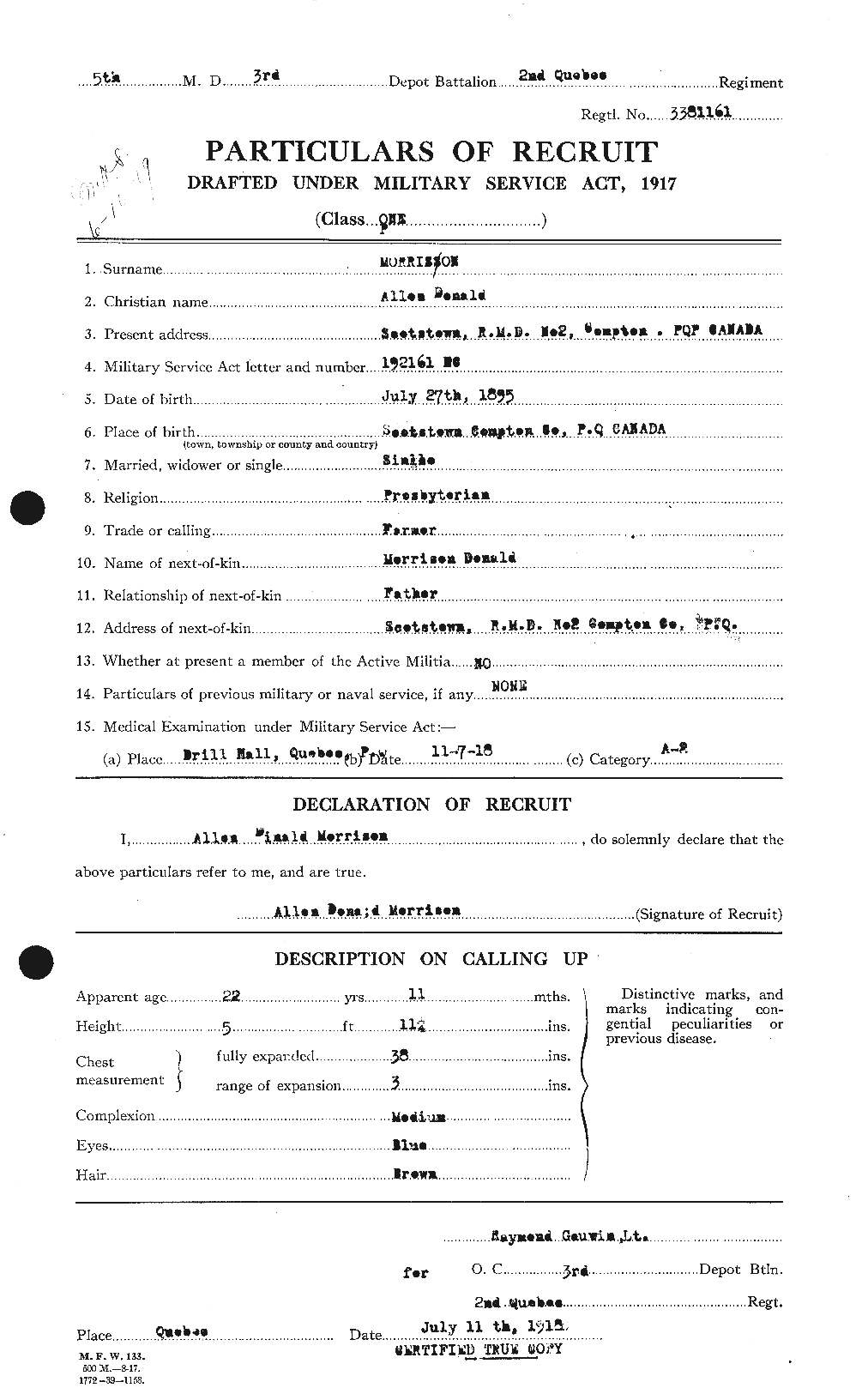 Personnel Records of the First World War - CEF 511027a