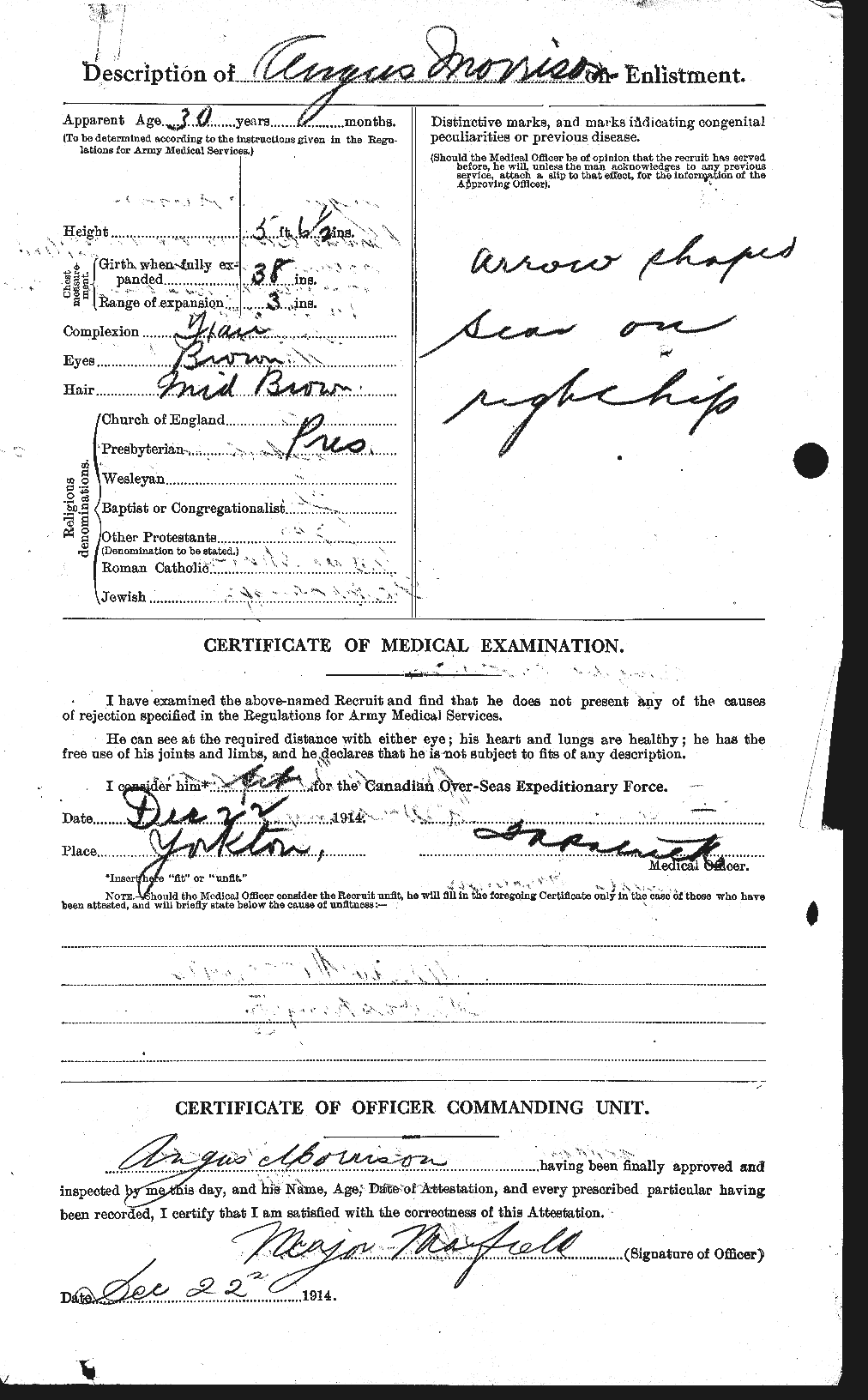Dossiers du Personnel de la Première Guerre mondiale - CEC 511035b