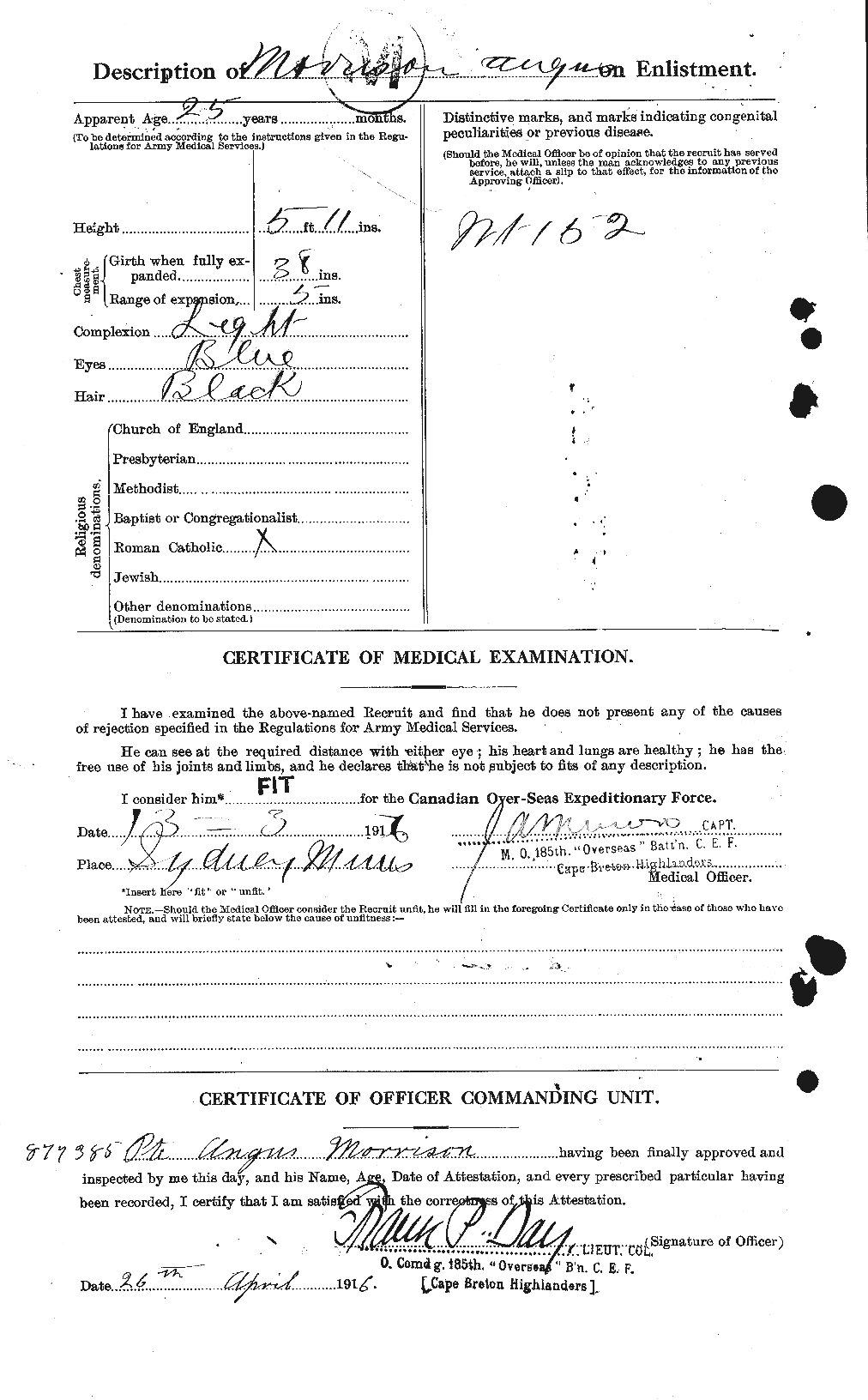 Dossiers du Personnel de la Première Guerre mondiale - CEC 511040b