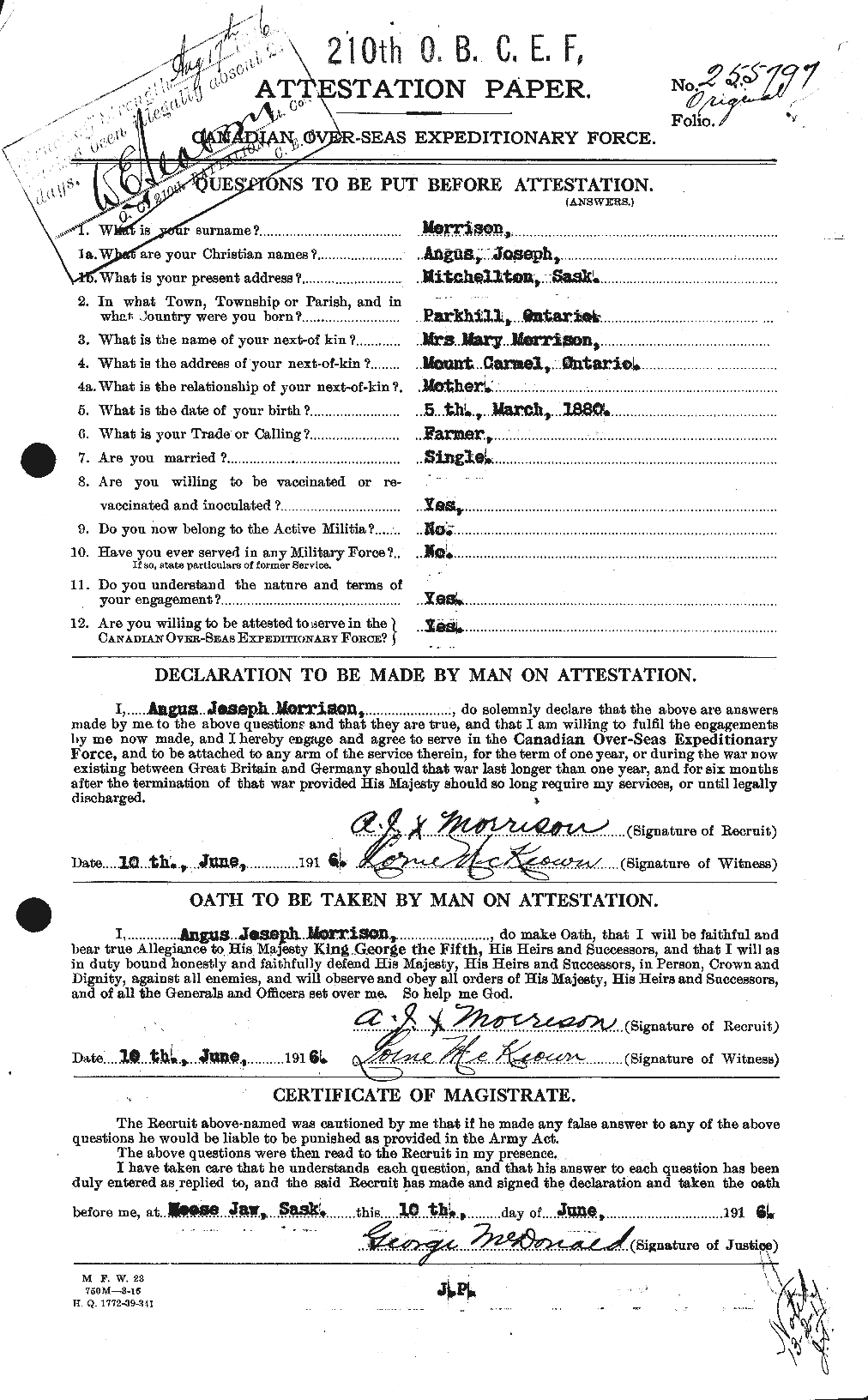 Personnel Records of the First World War - CEF 511051a