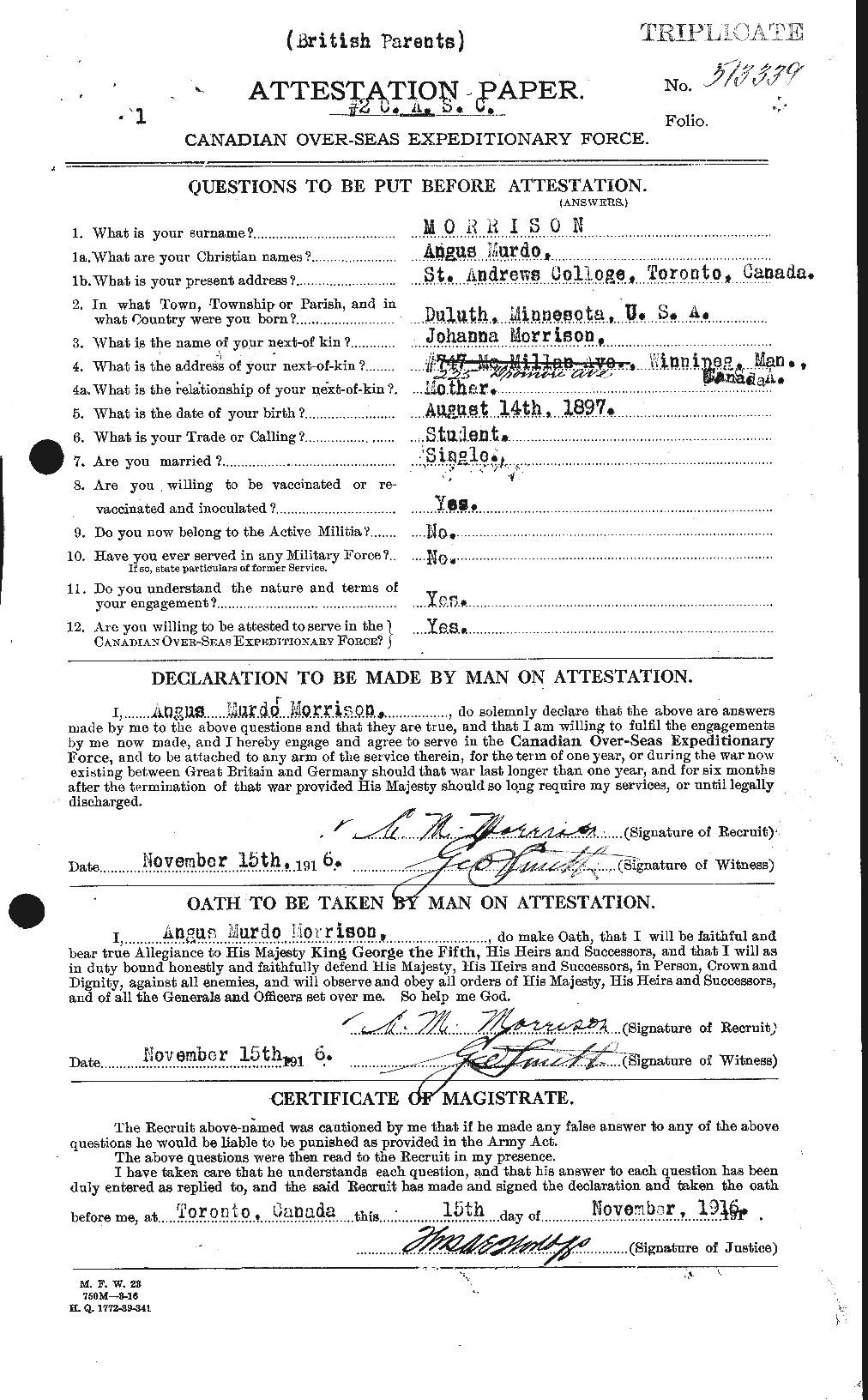 Personnel Records of the First World War - CEF 511053a