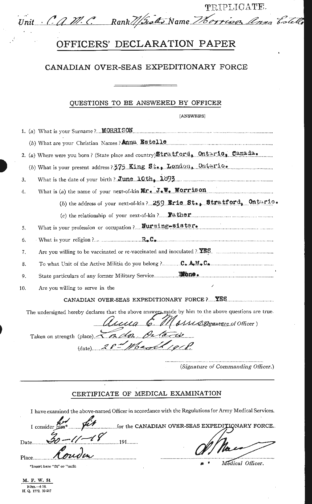 Personnel Records of the First World War - CEF 511058a