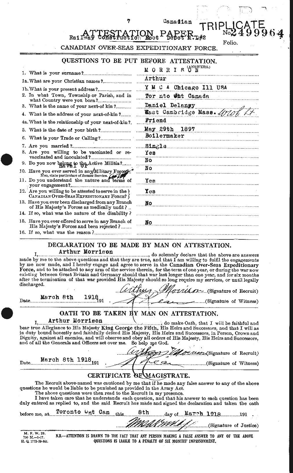 Personnel Records of the First World War - CEF 511070a