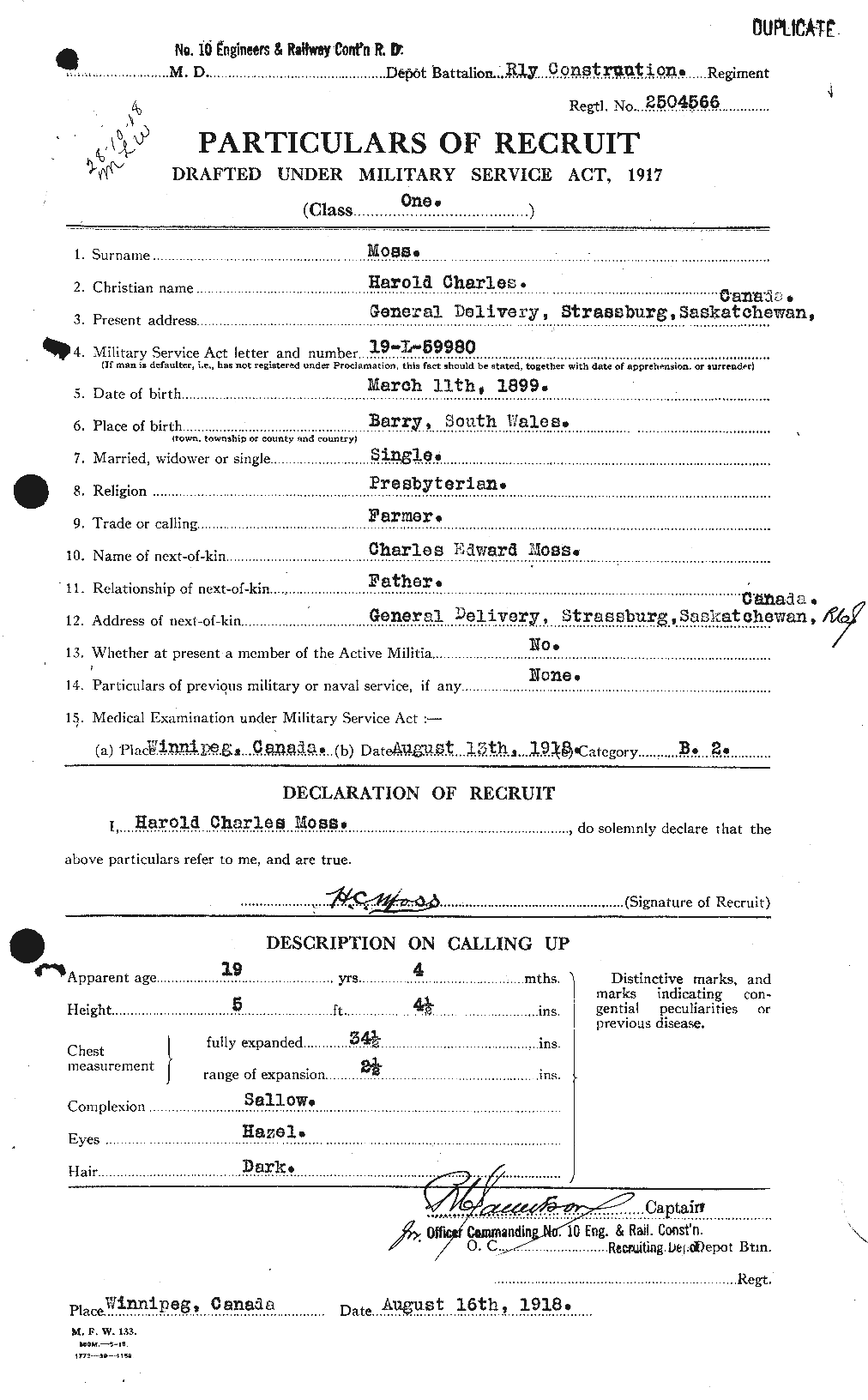 Personnel Records of the First World War - CEF 511996a