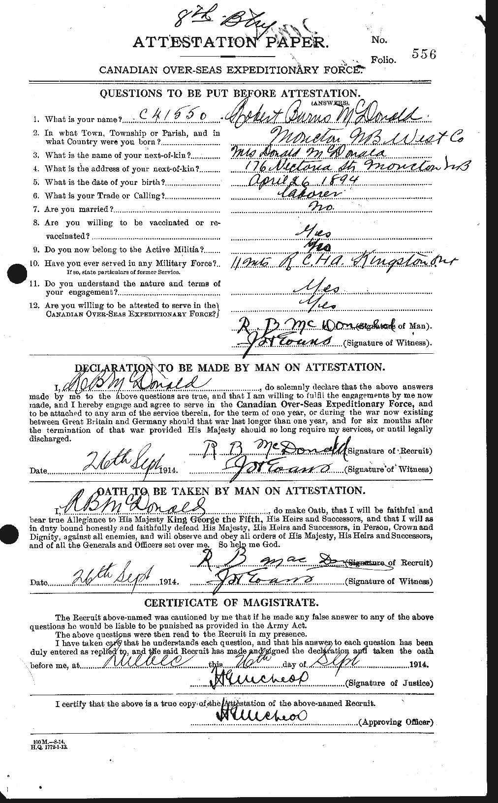 Personnel Records of the First World War - CEF 526857a