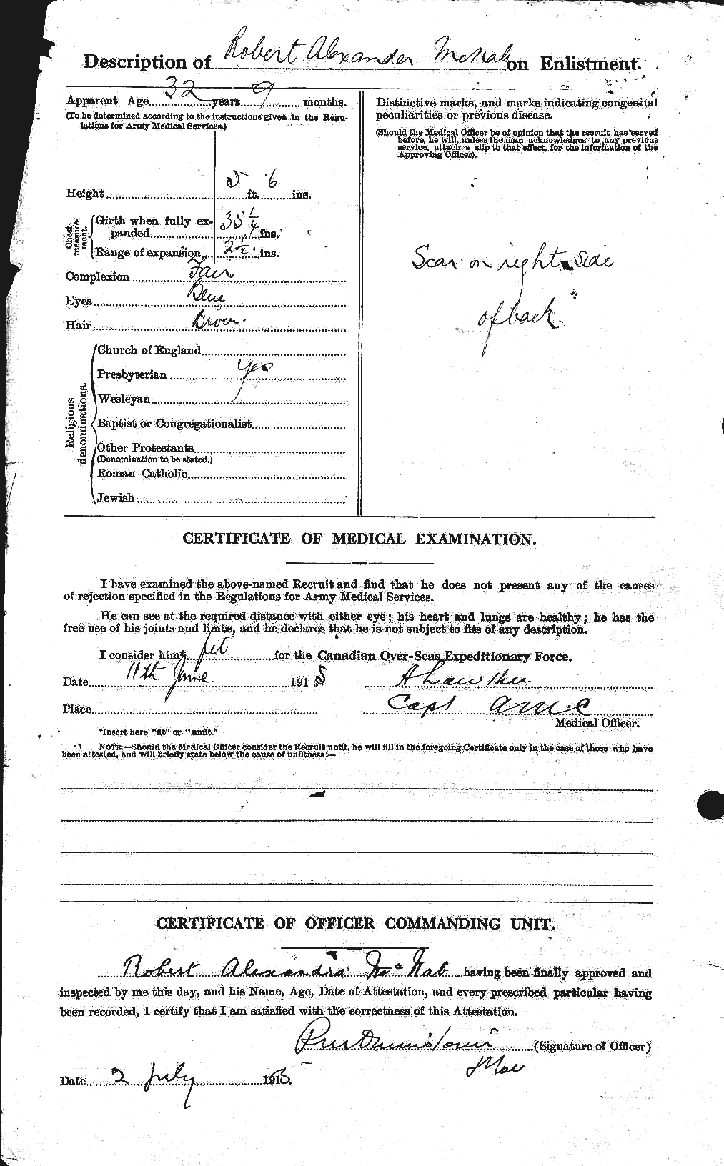 Dossiers du Personnel de la Première Guerre mondiale - CEC 536273b