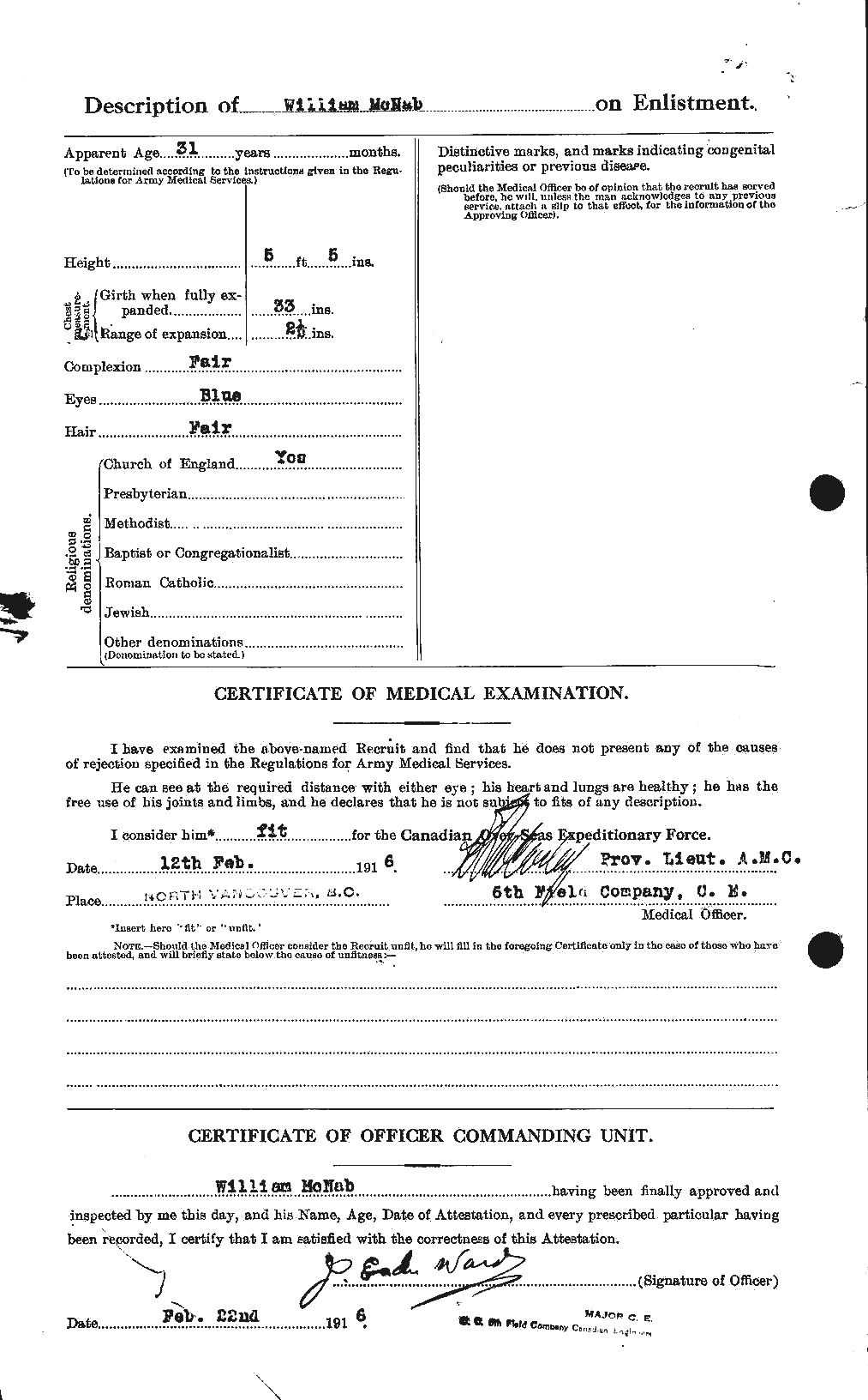 Dossiers du Personnel de la Première Guerre mondiale - CEC 536283b