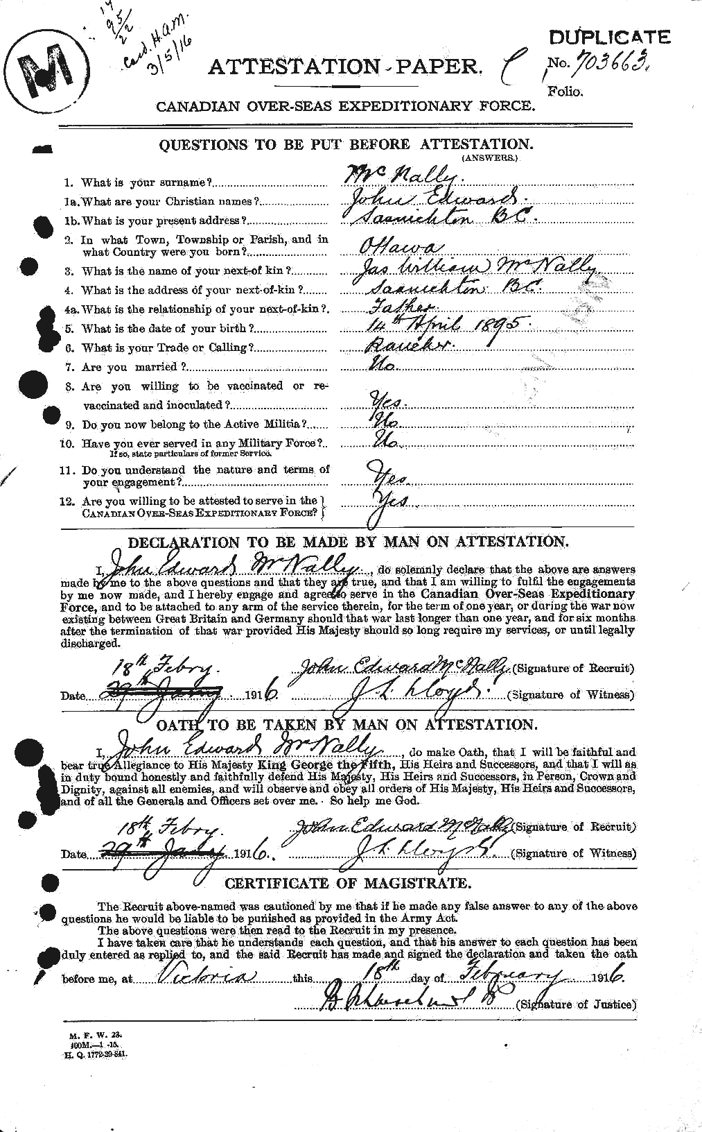 Personnel Records of the First World War - CEF 538157a