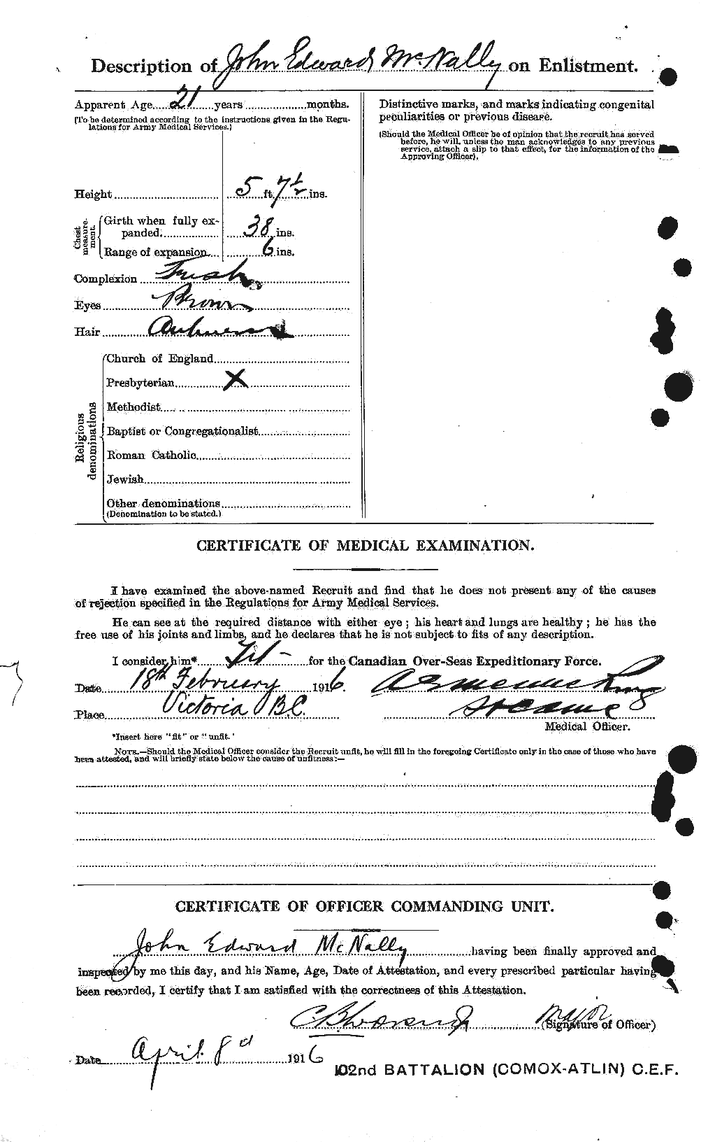 Personnel Records of the First World War - CEF 538157b