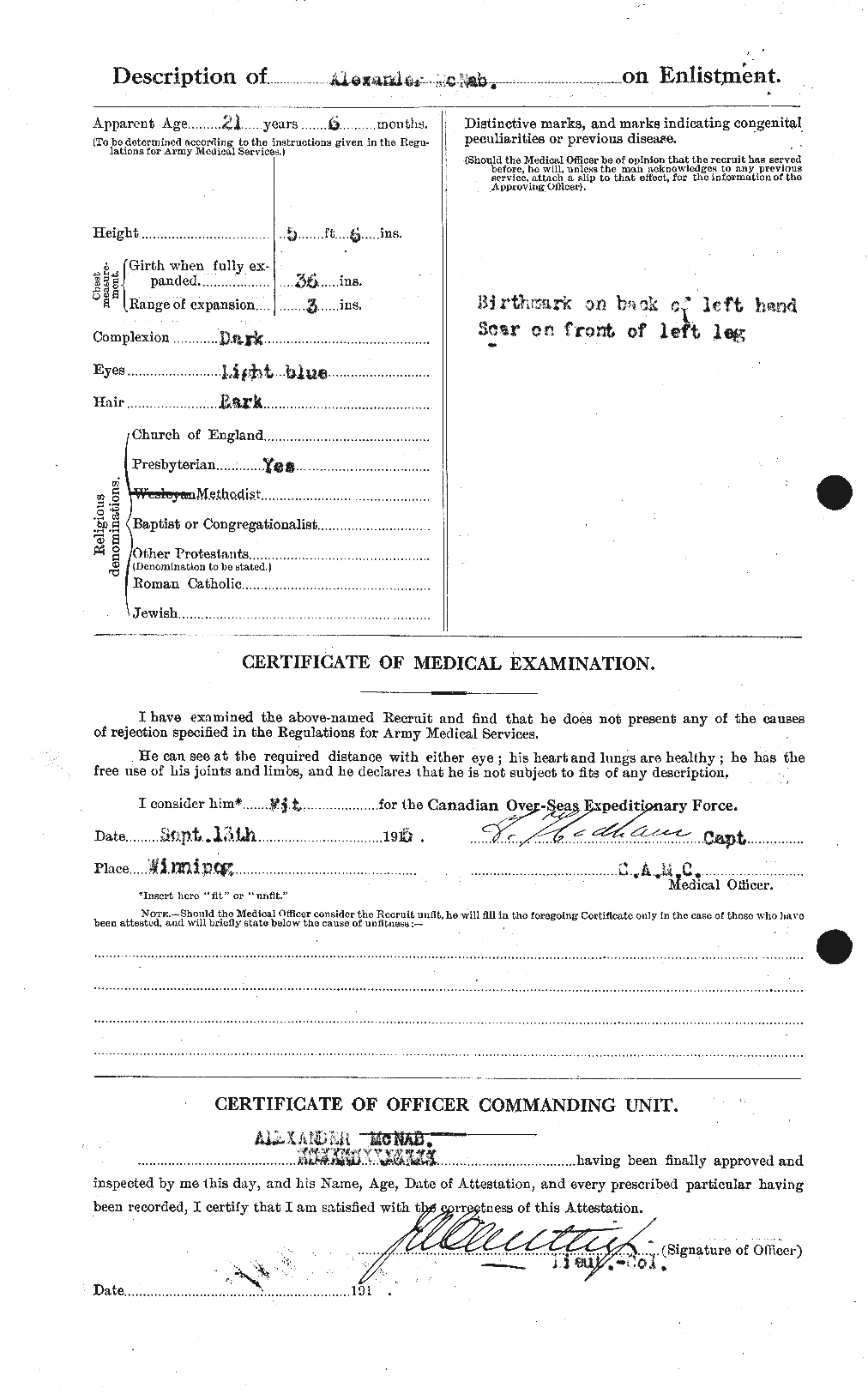 Dossiers du Personnel de la Première Guerre mondiale - CEC 539509b