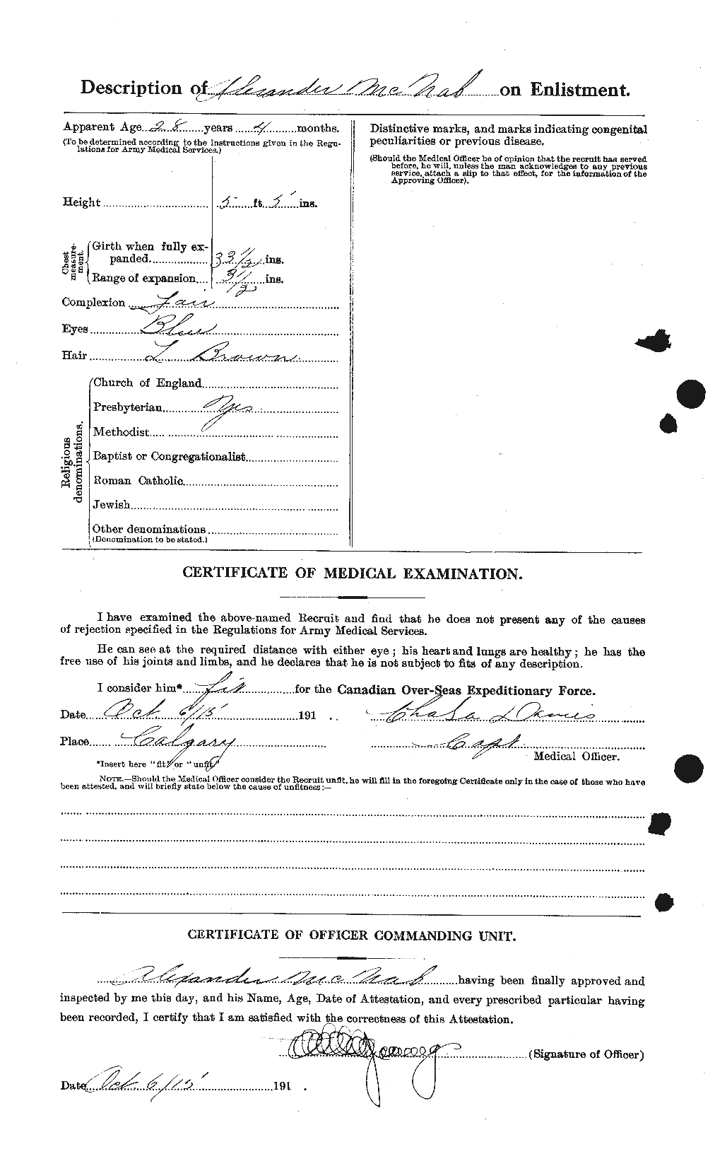 Dossiers du Personnel de la Première Guerre mondiale - CEC 539510b