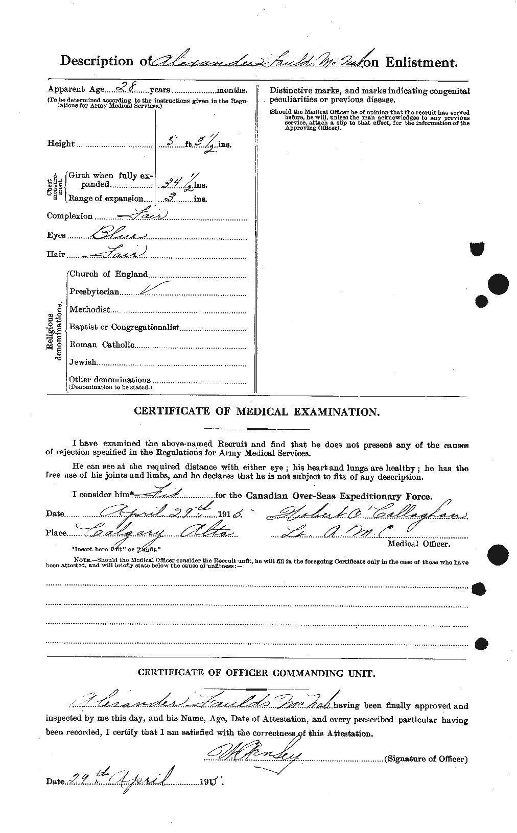 Dossiers du Personnel de la Première Guerre mondiale - CEC 539514b