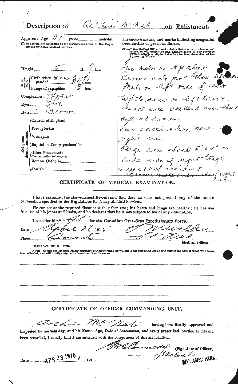 Dossiers du Personnel de la Première Guerre mondiale - CEC 539525b