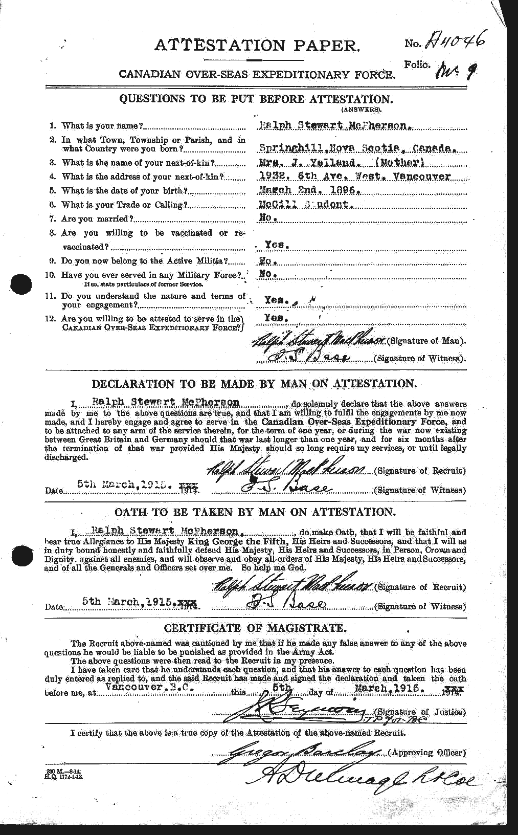 Personnel Records of the First World War - CEF 543249a