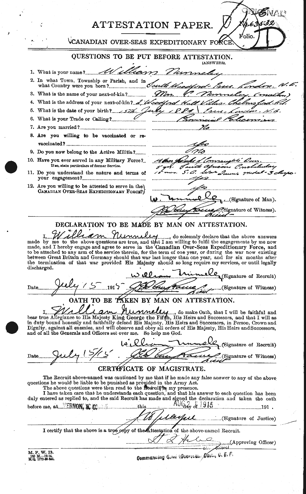 Personnel Records of the First World War - CEF 553341a