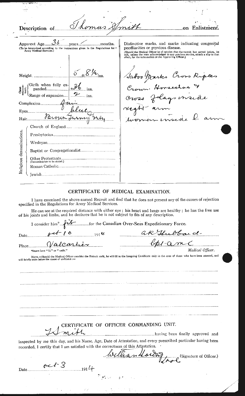 Dossiers du Personnel de la Première Guerre mondiale - CEC 554923b