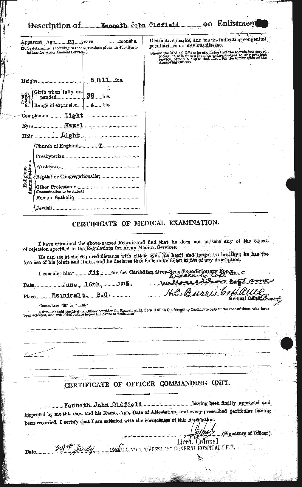 Dossiers du Personnel de la Première Guerre mondiale - CEC 556958b