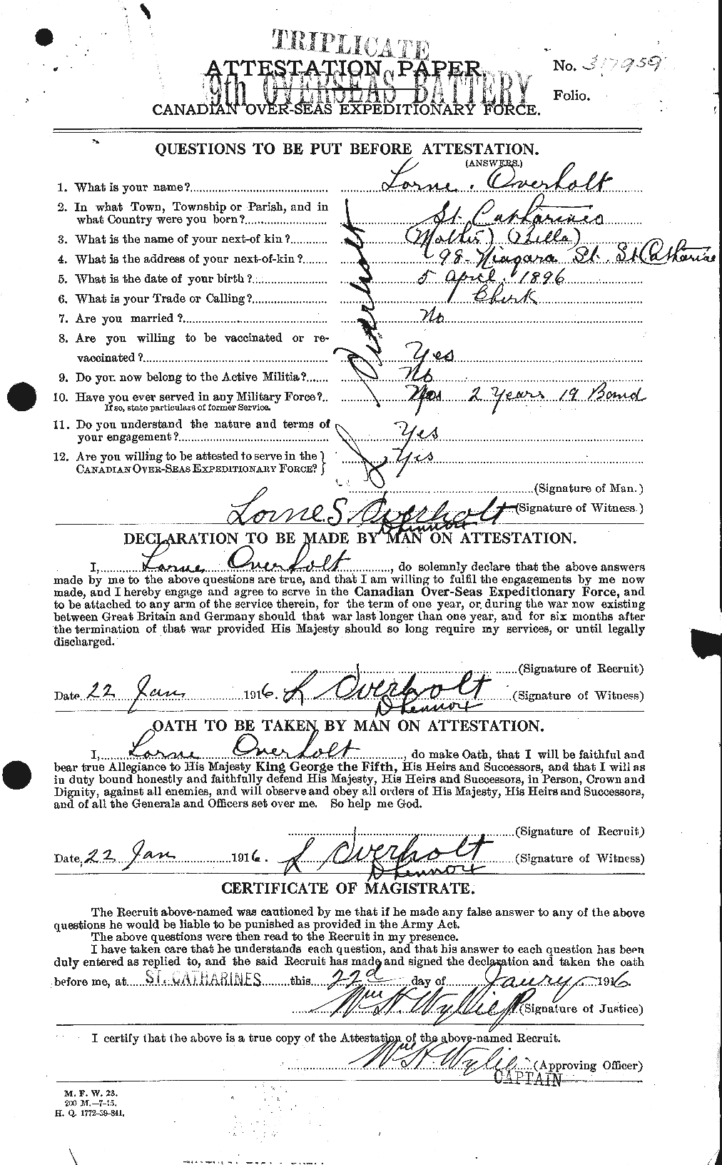 Personnel Records of the First World War - CEF 561109a