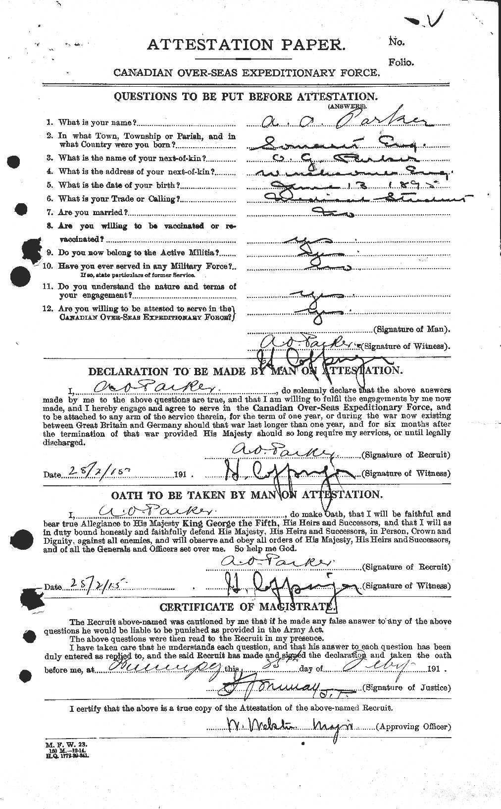 Personnel Records of the First World War - CEF 564953a