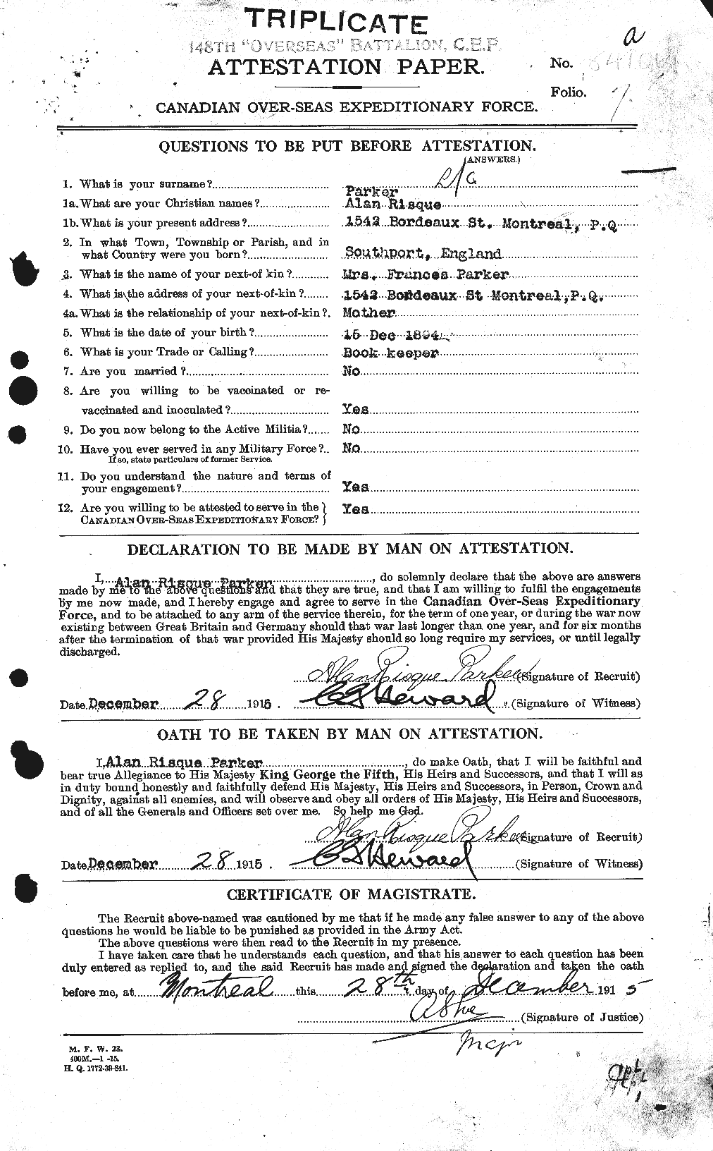 Personnel Records of the First World War - CEF 564957a