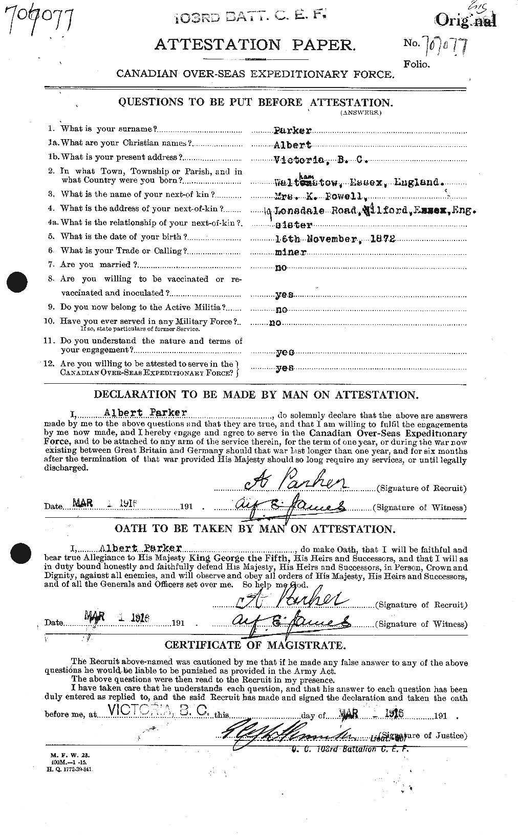 Personnel Records of the First World War - CEF 564958a